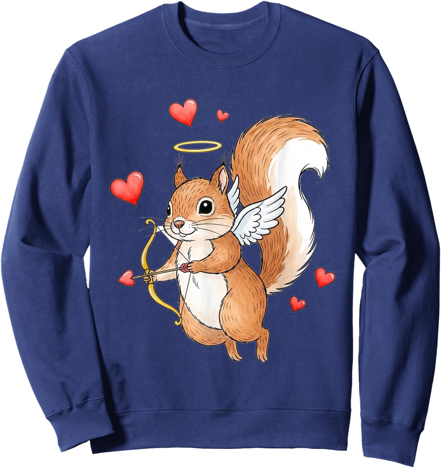 Cupid Squirrel Love Valentine's Day Romantic Art Sweatshirt - Sweatshirt | Navy