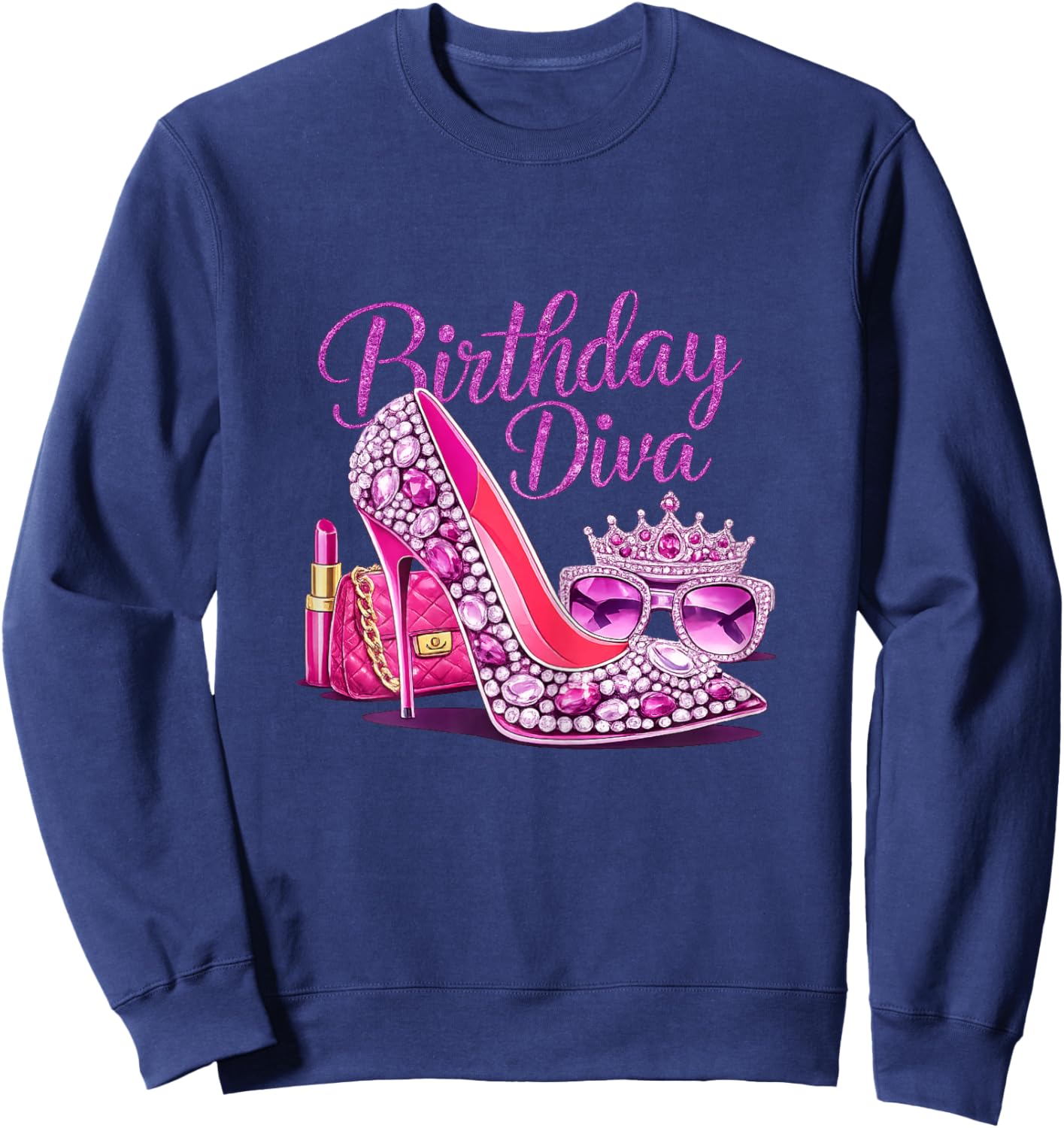Girls Women Birthday Diva Happy Birthday Party Sweatshirt - Sweatshirt | Navy