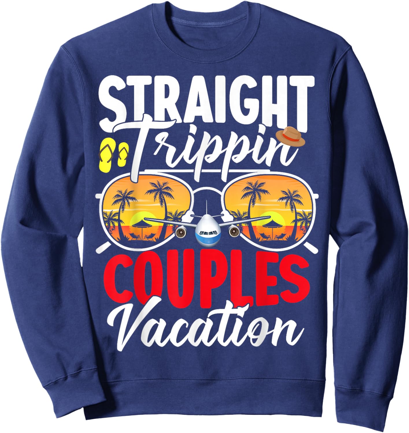 Straight Trippin Couples Trip 2026 Beach Summer Vacation Sweatshirt - Sweatshirt | Navy