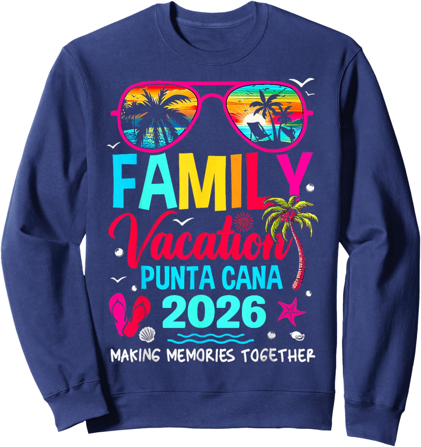 Family Vacation Punta Cana 2026 Matching Holiday Summer Sweatshirt - Sweatshirt | Navy