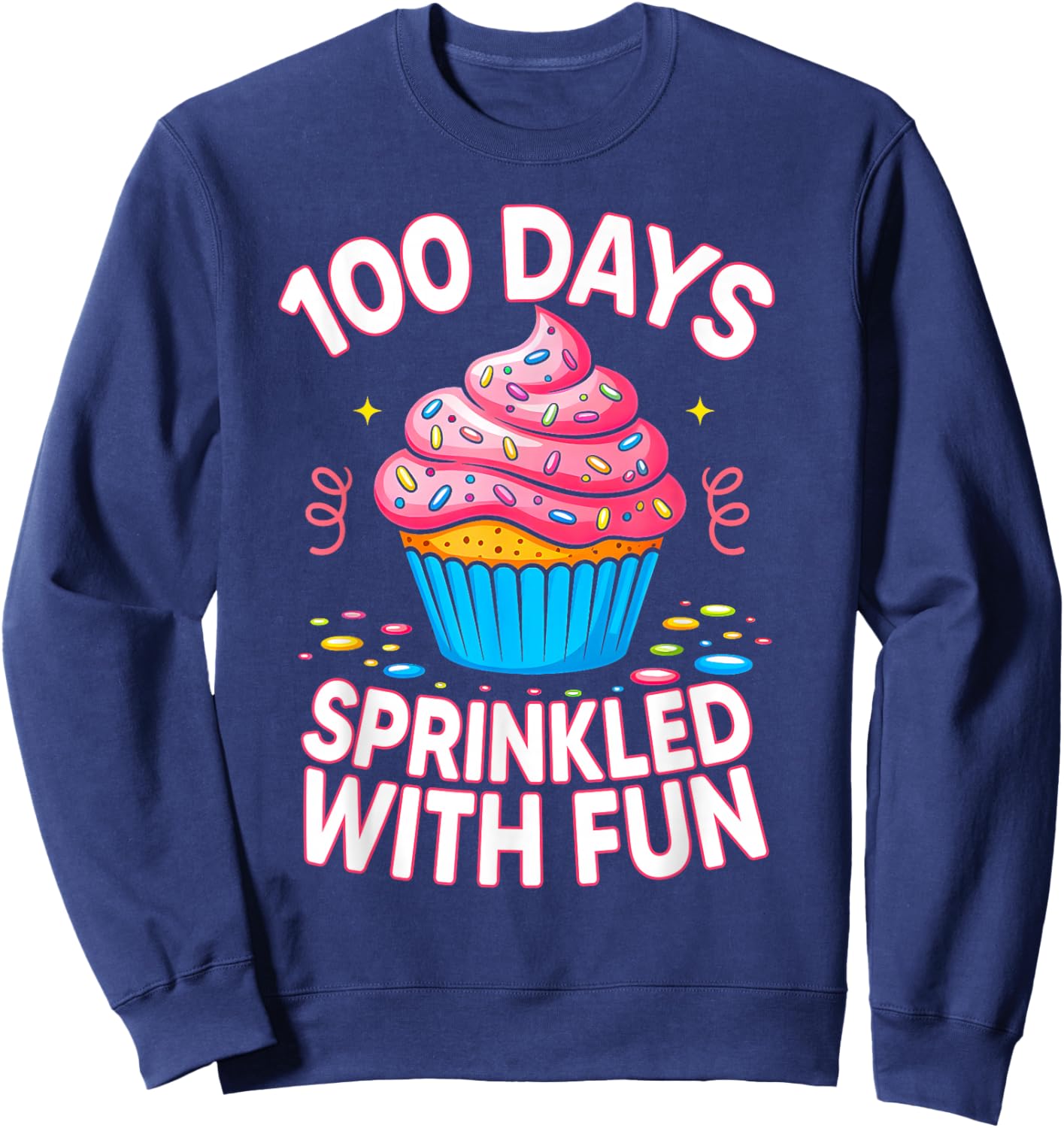 100 Days Sprinkled with Fun Donut Girls Kids 100th Day Sweatshirt - Sweatshirt | Navy