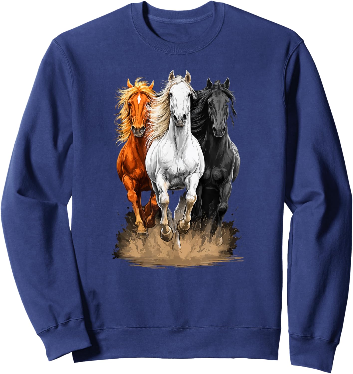 Wild Horses | Equestrian & Western Country Style Sweatshirt - Sweatshirt | Navy