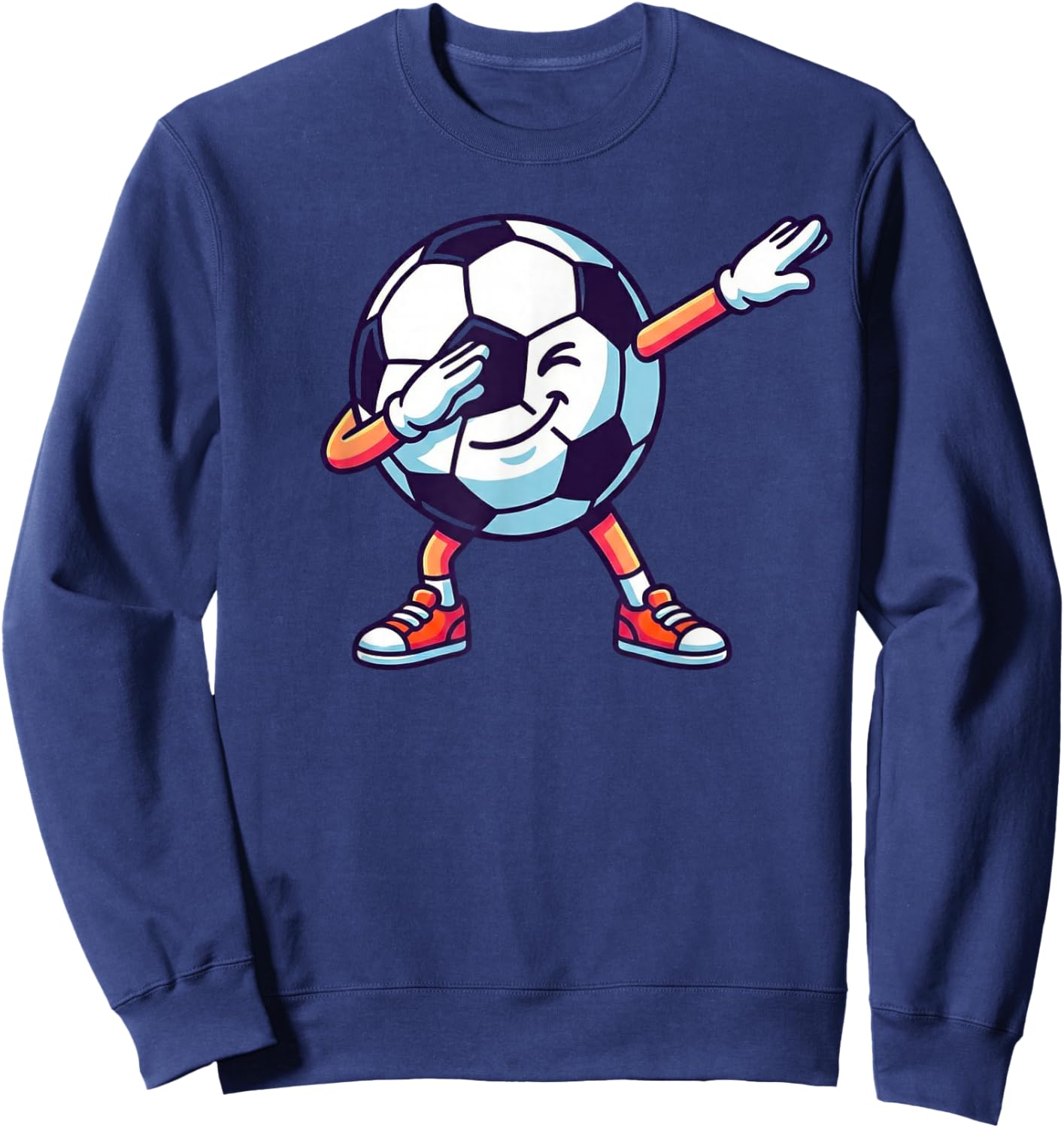 Funny Dabbing Soccer Ball Cartoon Sport Gift Kids Boys Girls Sweatshirt - Sweatshirt | Navy