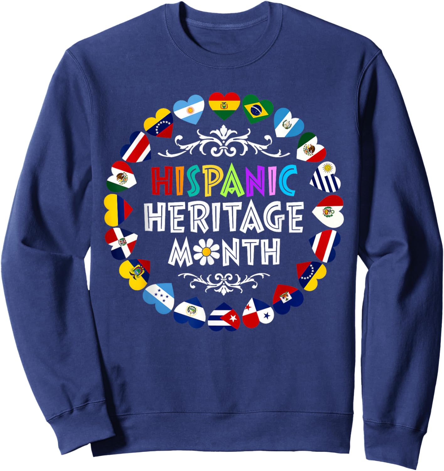 Hispanic Heritage Month All Latin Countries Boys Girls Kids Sweatshirt - Sweatshirt | Navy