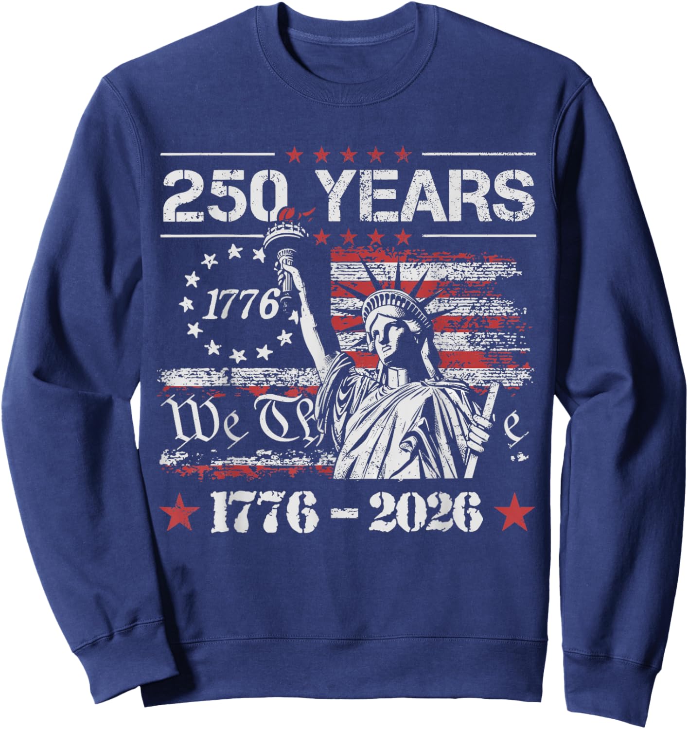 Vintage 250 Years American Flag 250th Birthday USA Sweatshirt - Sweatshirt | Navy