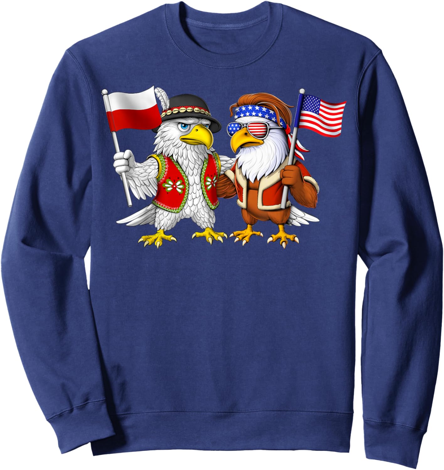 Poland USA Flag Polish American Roots Polish American Sweatshirt - Sweatshirt | Navy