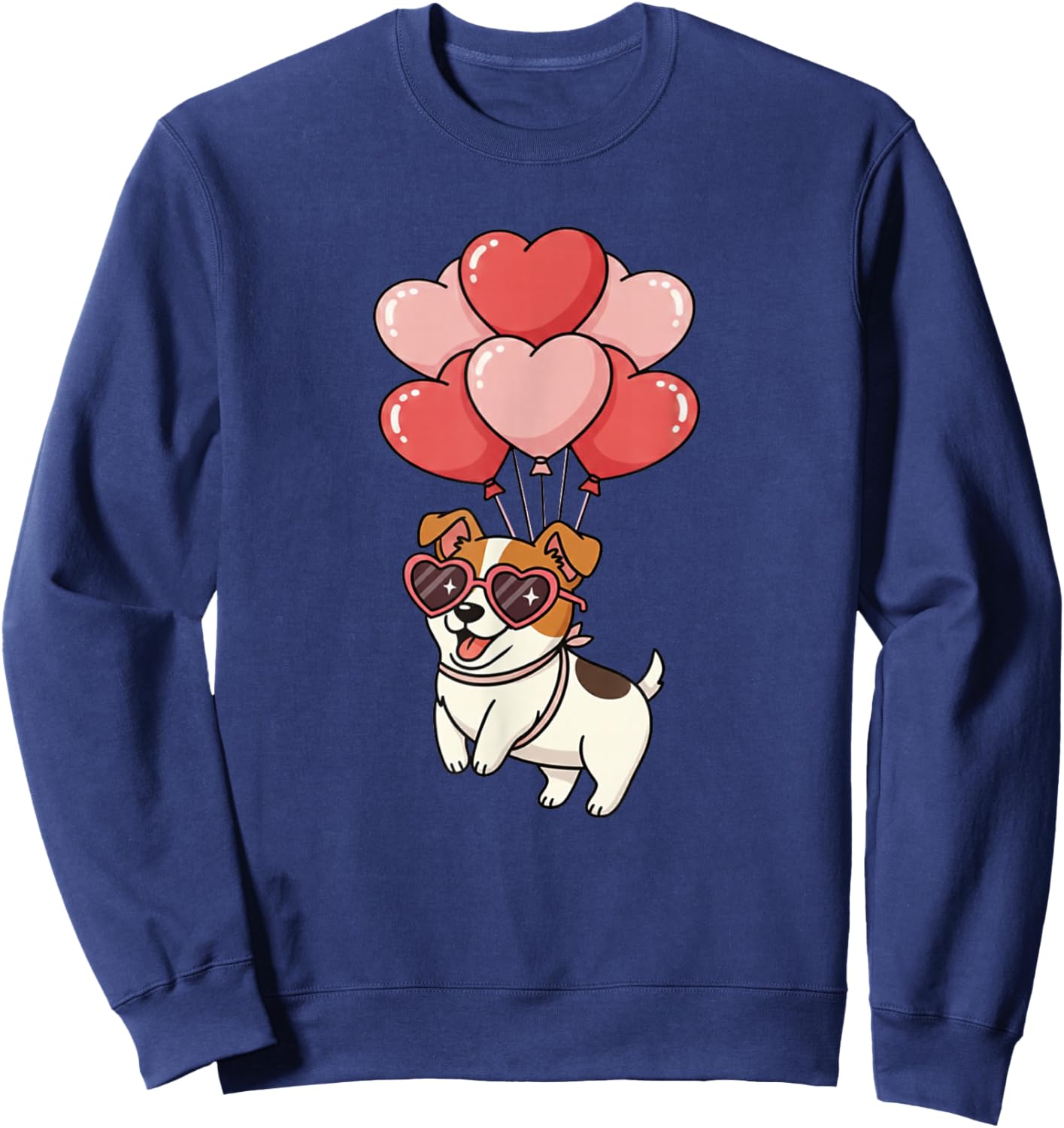 Valentines Day Heart Balloons Lover Jack Russell Terrier Sweatshirt - Sweatshirt | Navy