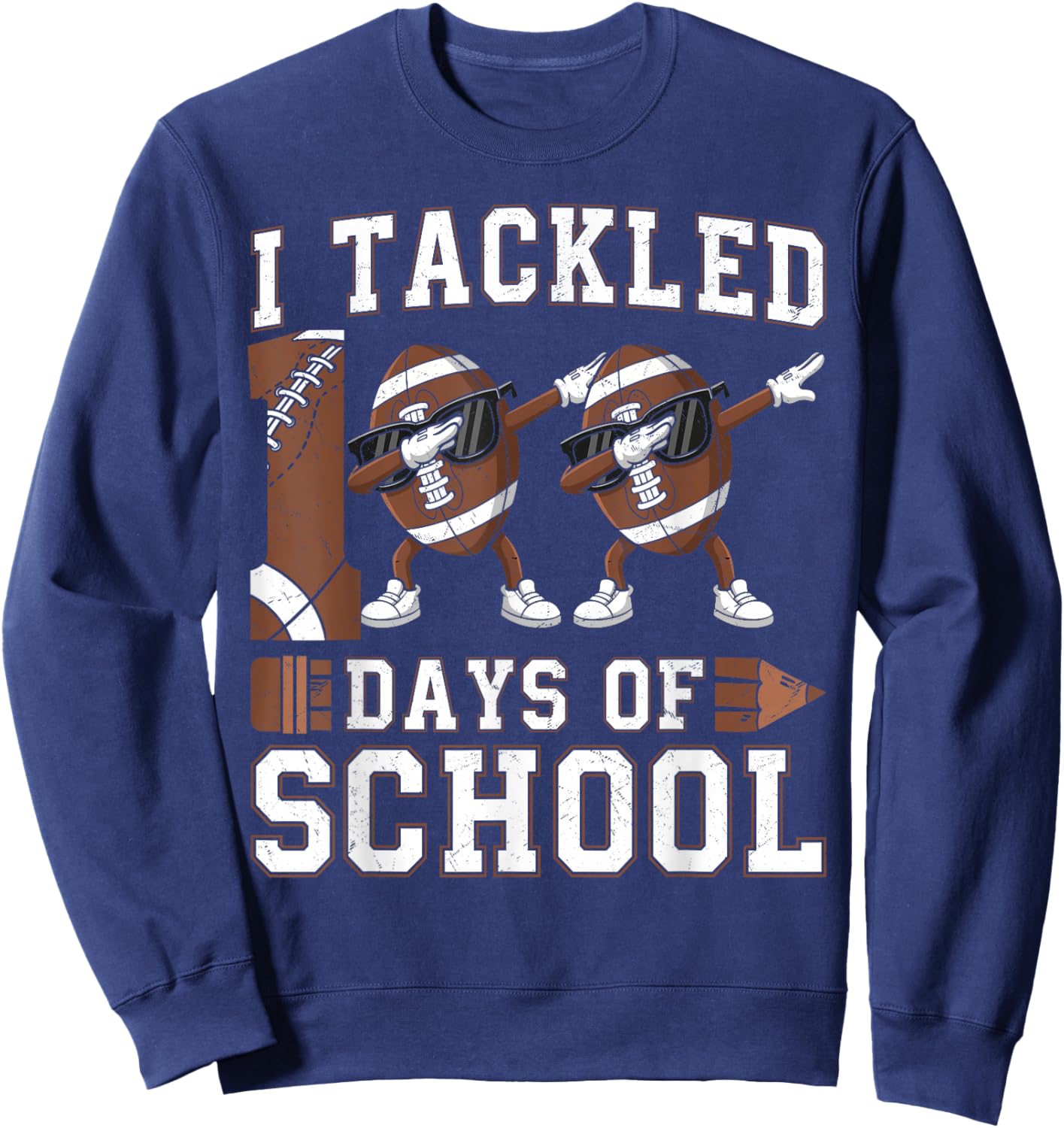 Toddler 100 Days of School Boys 100th Day of School Football Sweatshirt - Sweatshirt | Navy