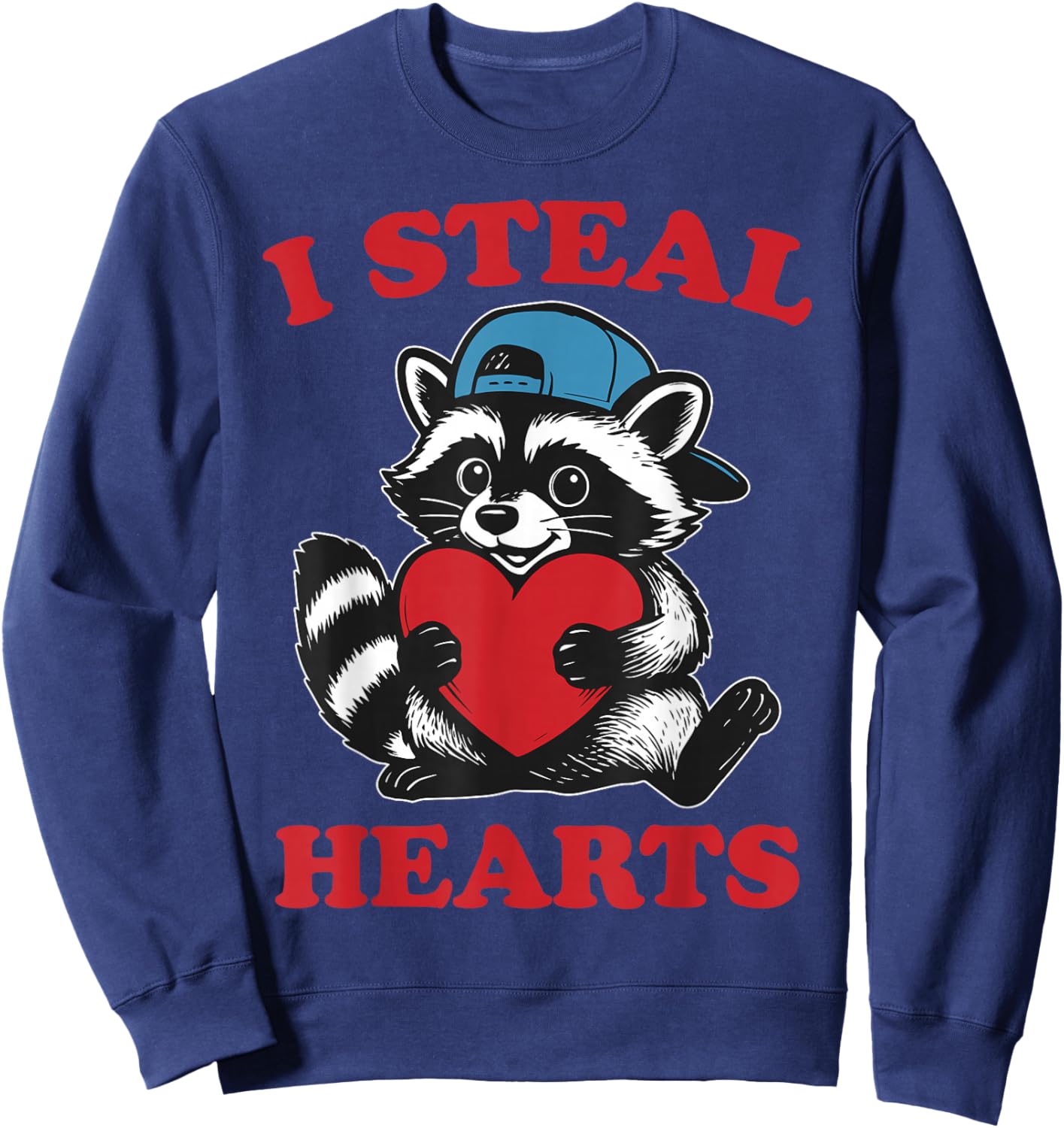 I Steal Hearts Raccoon Baby Boy Valentines Toddler Kids Sweatshirt - Sweatshirt | Navy