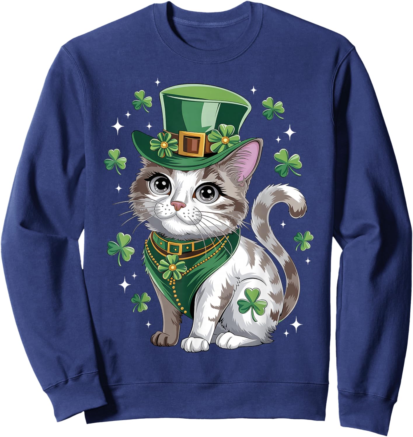 St Patricks Day Cat Leprechaun St Paddys Day St Catricks Day Sweatshirt - Sweatshirt | Navy