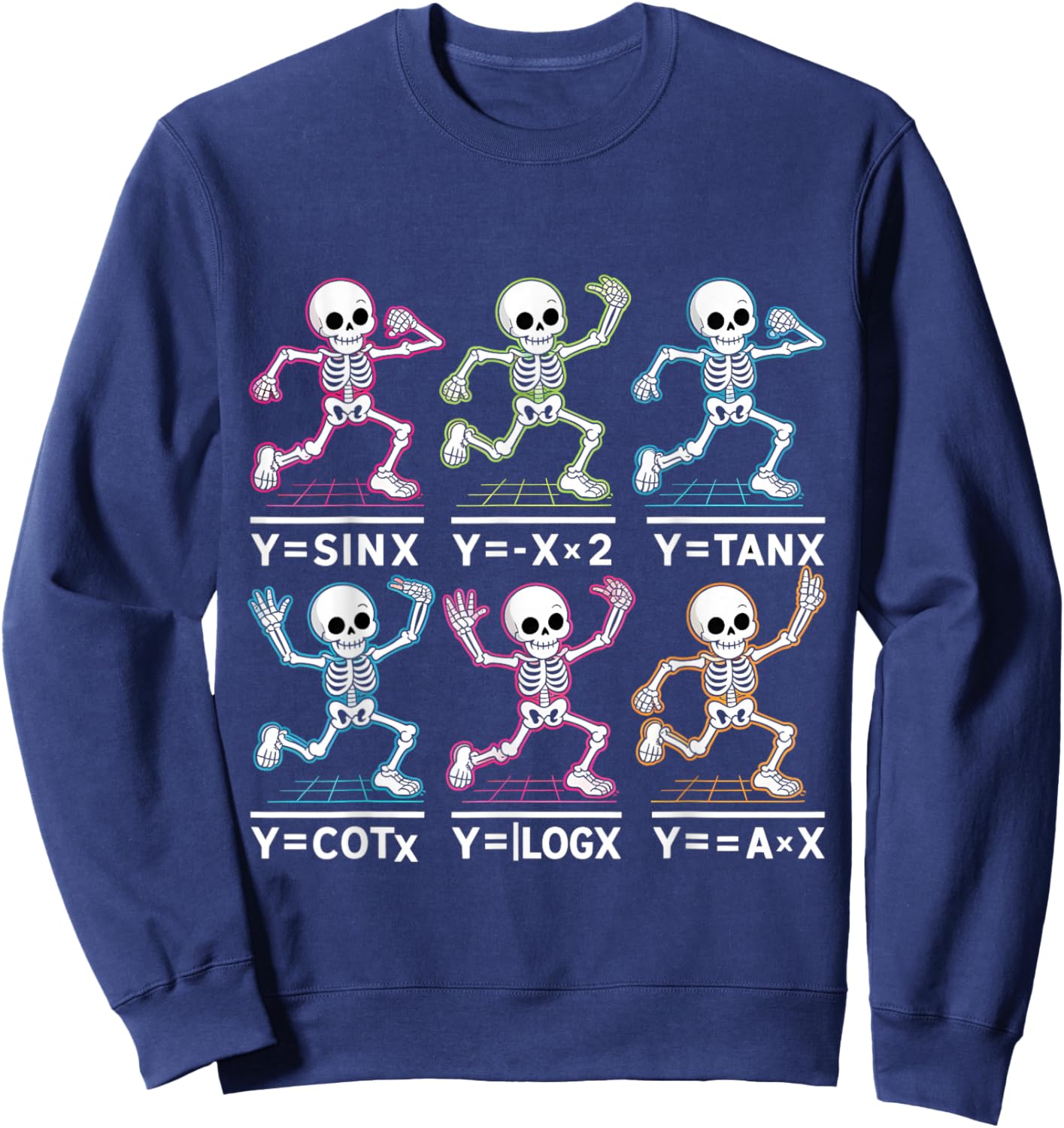 Algebra Dance Funny Function Skeleton Geek Pun Math Equation Sweatshirt - Sweatshirt | Navy