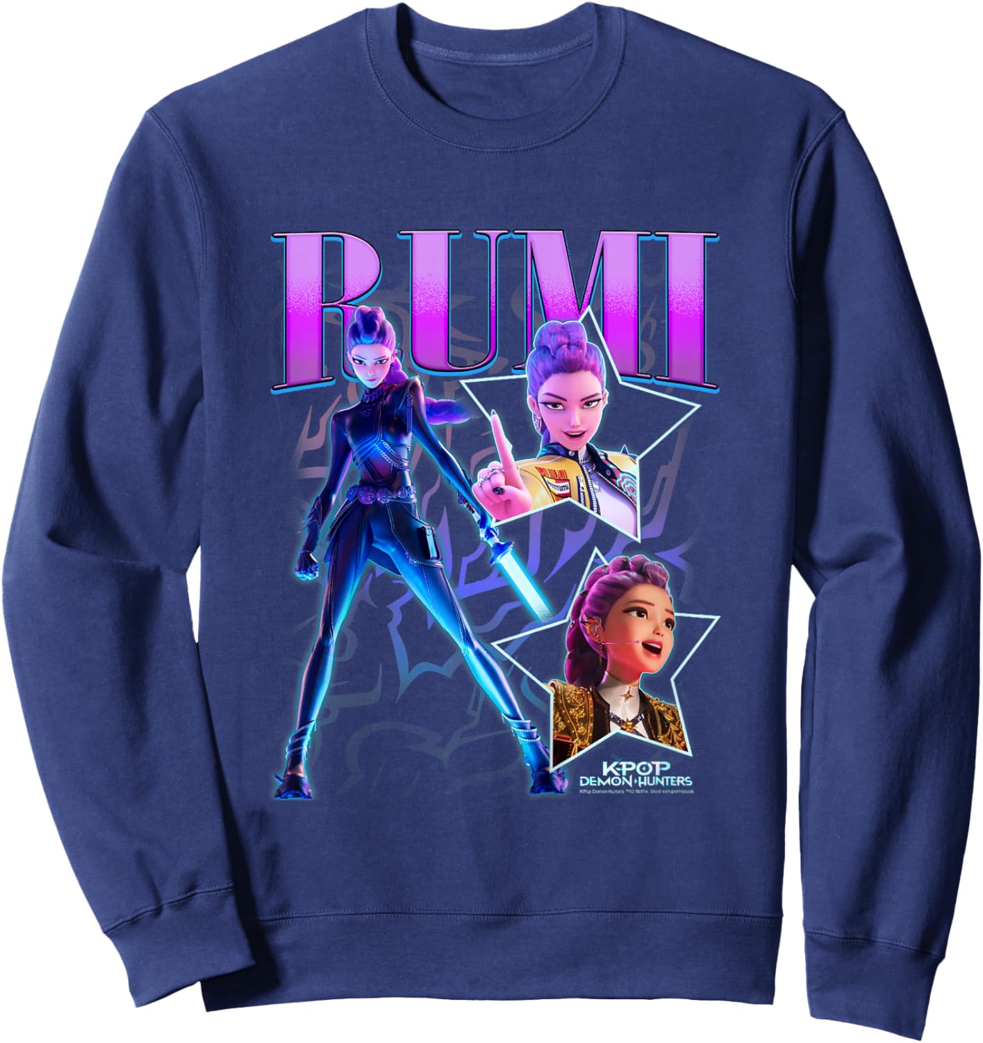 Kpop Demon Hunters Halloween Rumi Showcase Y2K Style Poster Sweatshirt - Sweatshirt | Navy