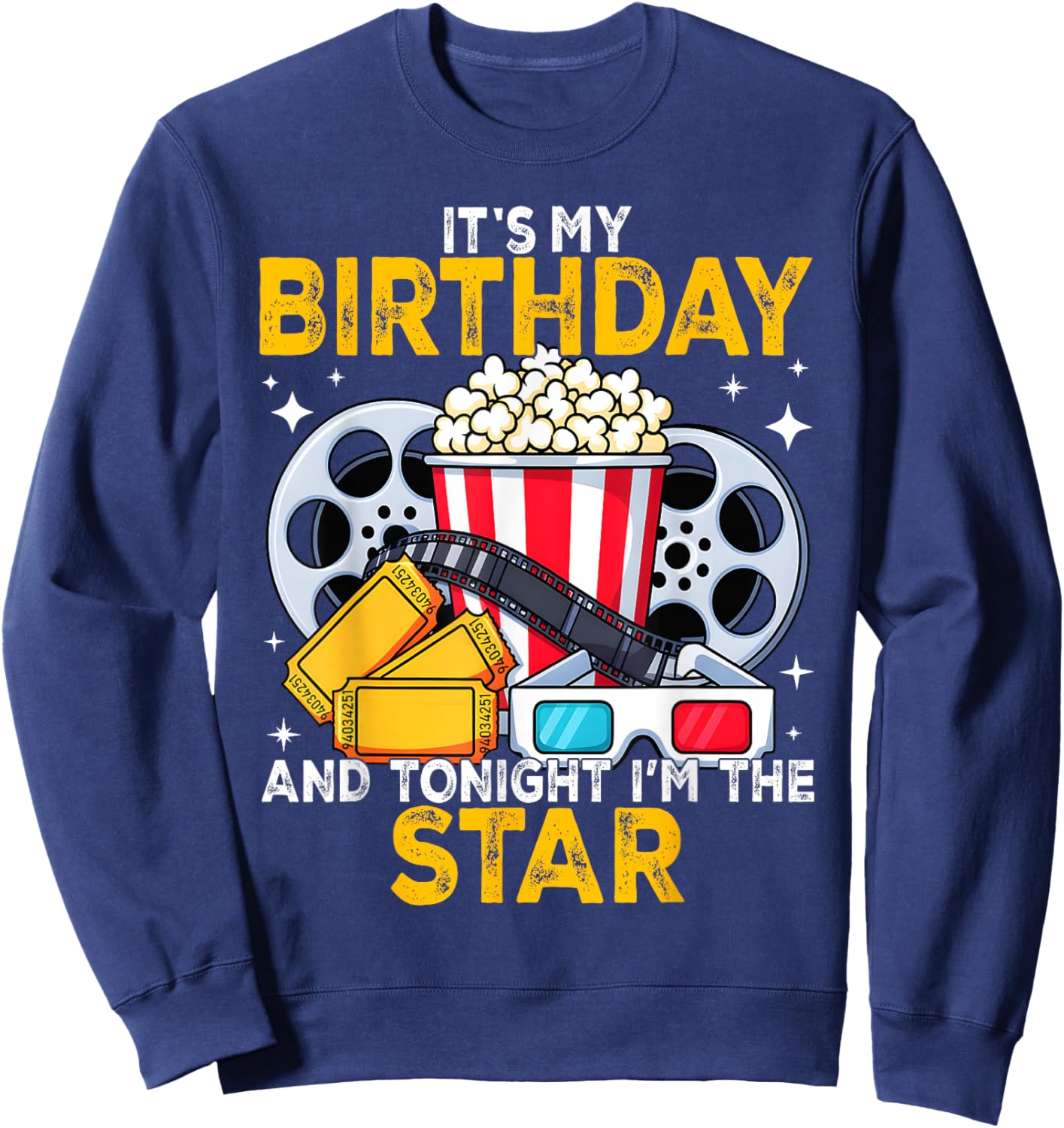 Birthday Party Theme Family Movie Night Boys Girls Sweatshirt - Sweatshirt | Navy