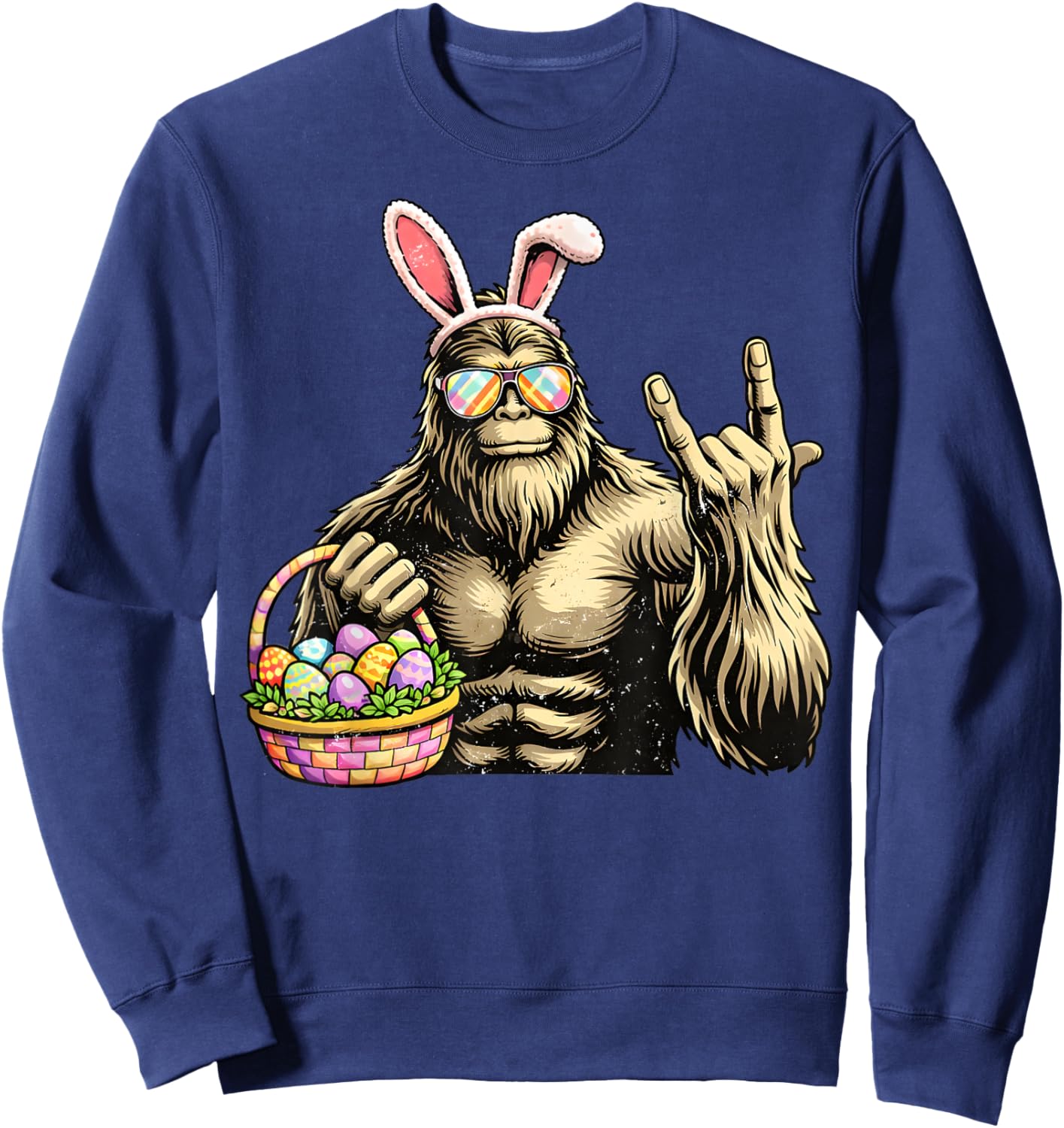 Funny Bigfoot Easter Egg Rock Sasquatch Easter Day Sweatshirt - Sweatshirt | Navy