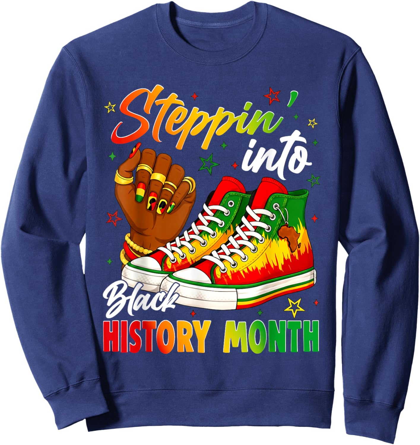 Stepping Into Sneakers Black History Month Black Girls Sweatshirt - Sweatshirt | Navy