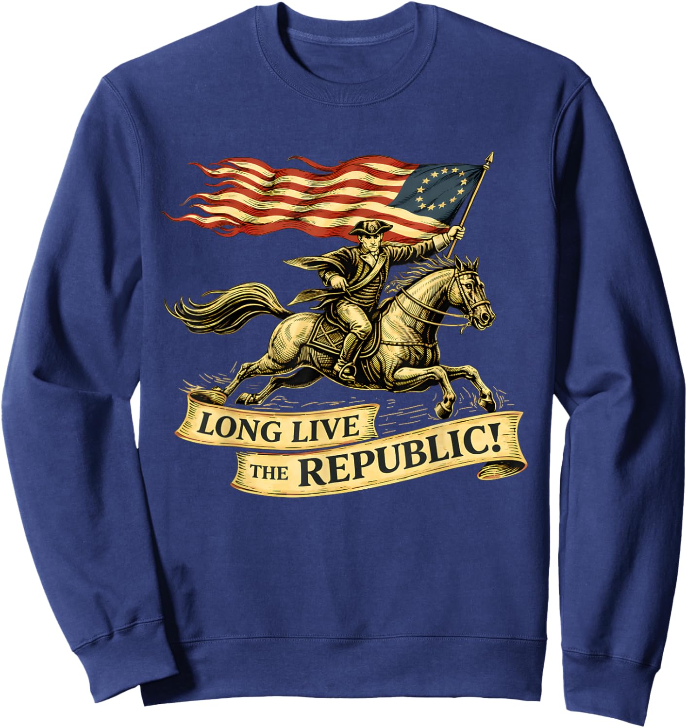 Minuteman Long Live The Republic USA 1776 2026 4th of July Sweatshirt - Sweatshirt | Navy
