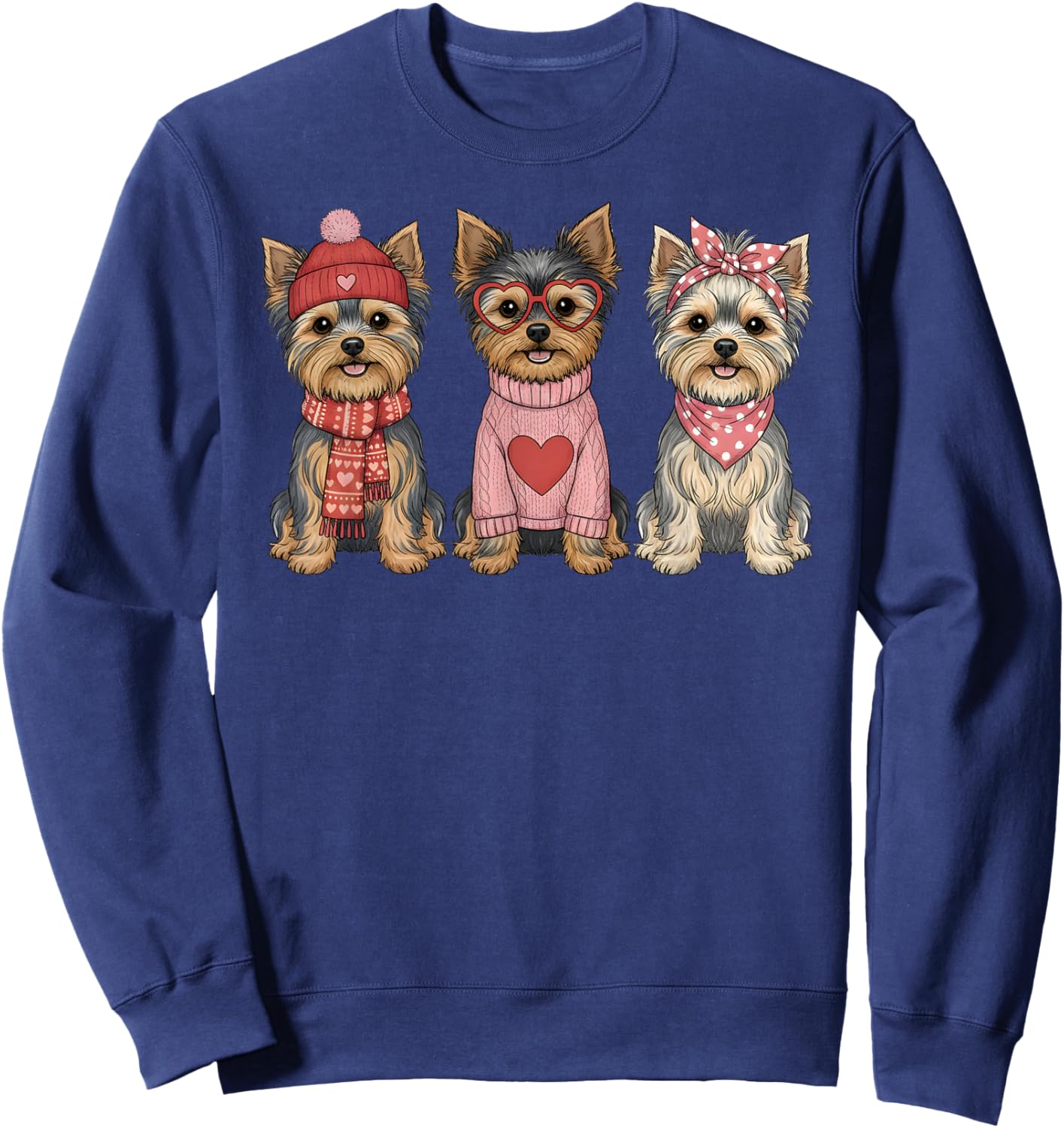 Cute Yorkshire Terrier Valentine Yorkie Dog Sweatshirt - Sweatshirt | Navy