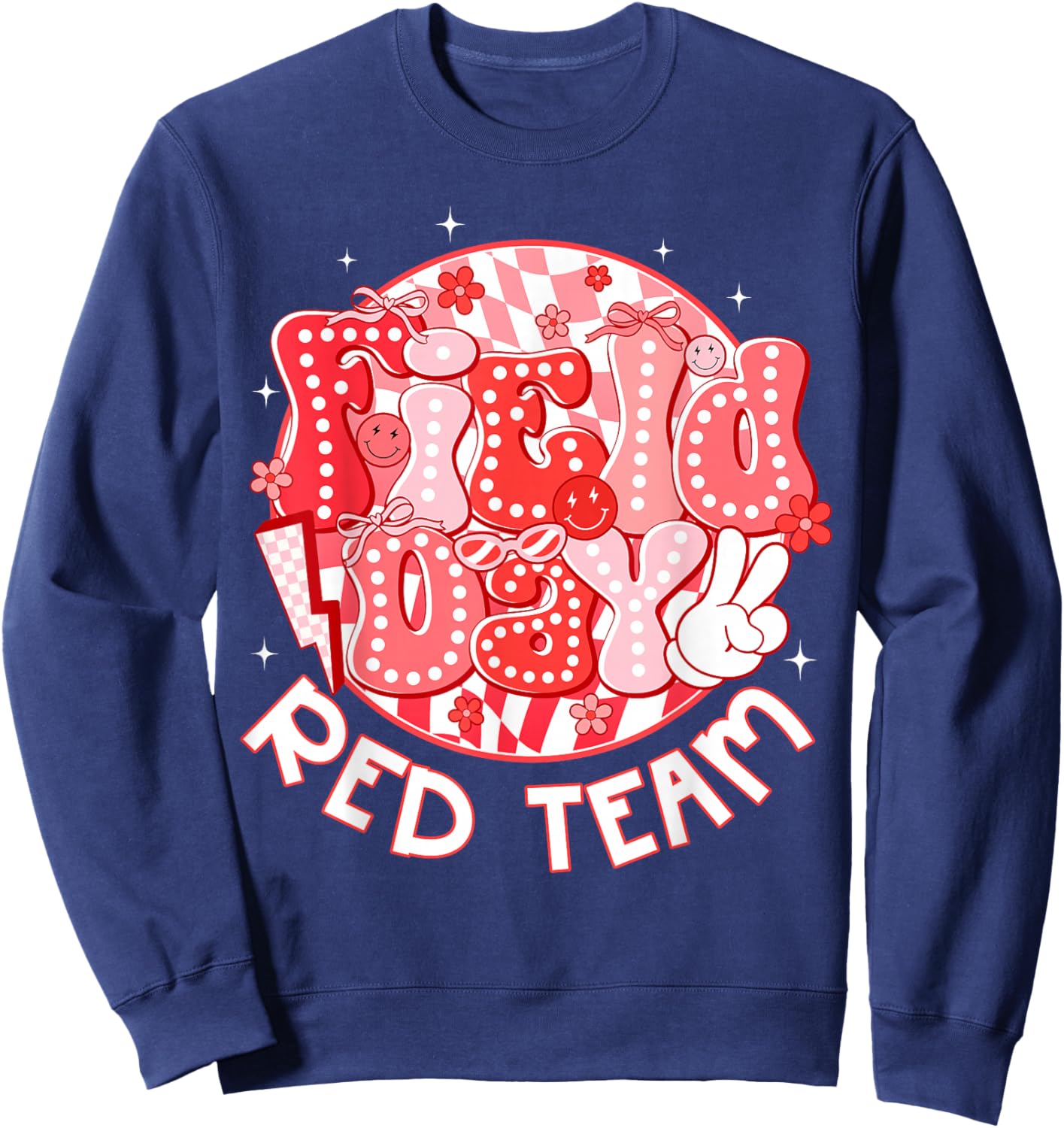 Field Day Red Team Coquette Bow Retro Lightning Bolt Sweatshirt - Sweatshirt | Navy