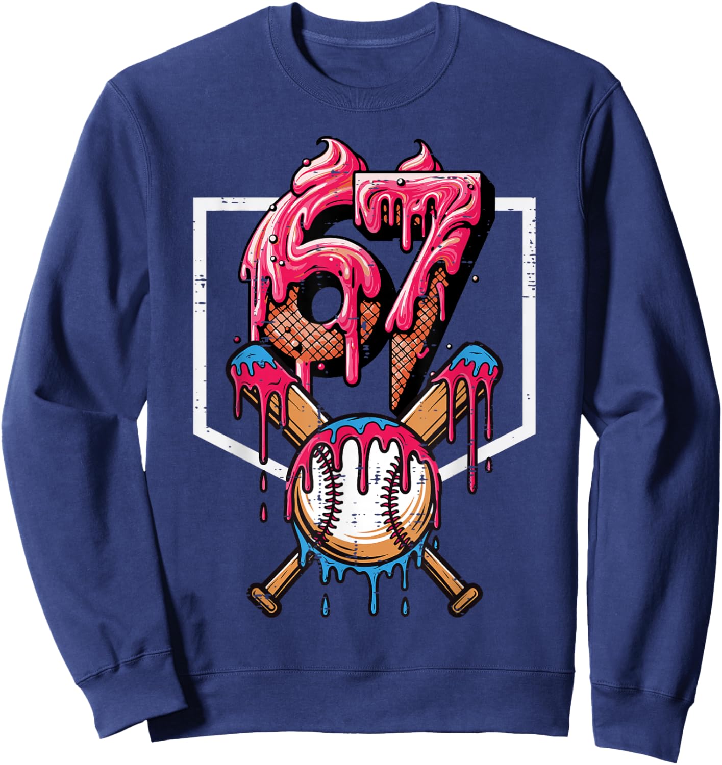 67 Meme Funny 6 7 Men Women Kids Youth Boys Girls Teen Sweatshirt - Sweatshirt | Navy