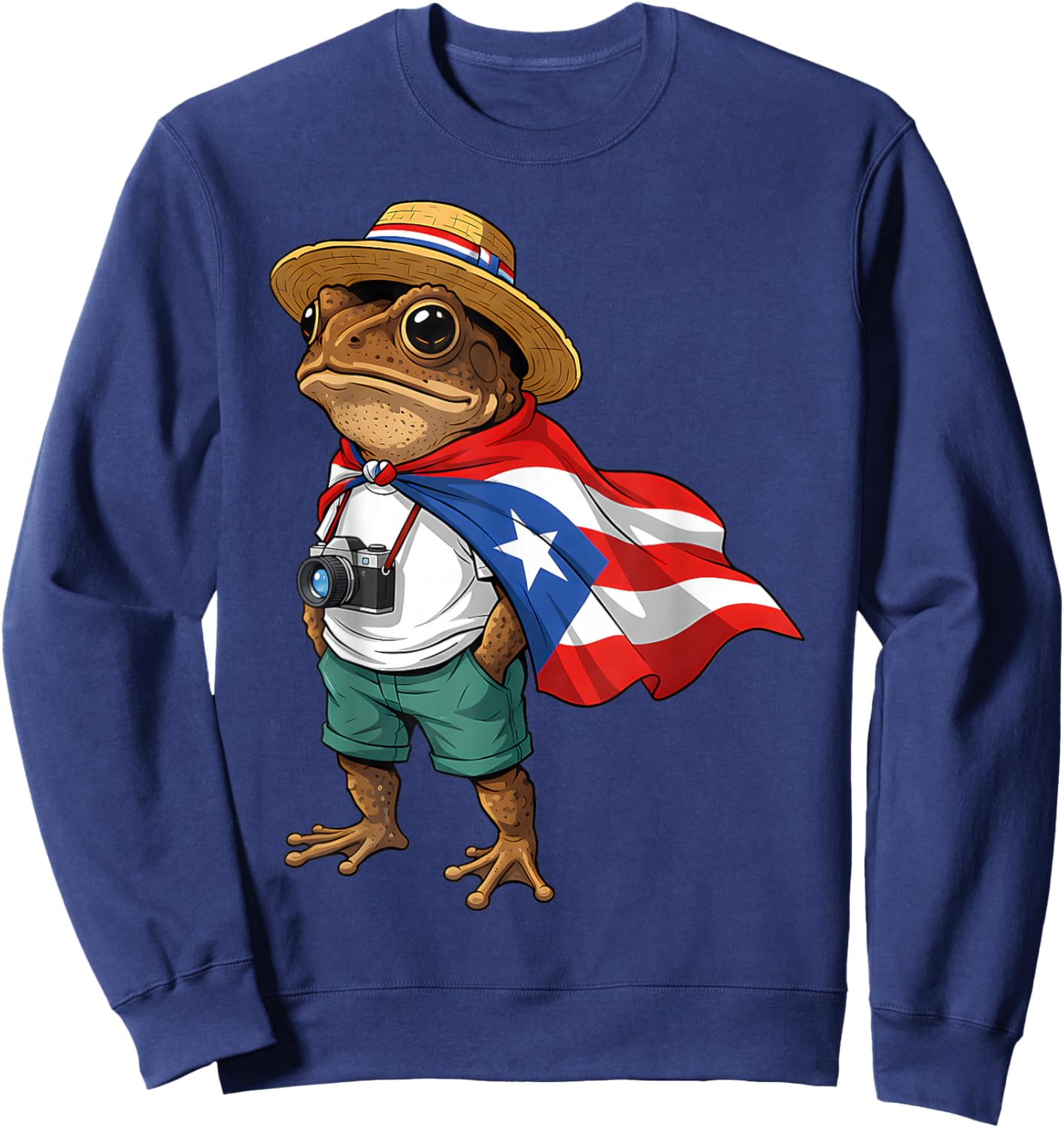 Coqui Frog Puerto Rico Flag Puerto Rican Taino Boricua Sweatshirt - Sweatshirt | Navy