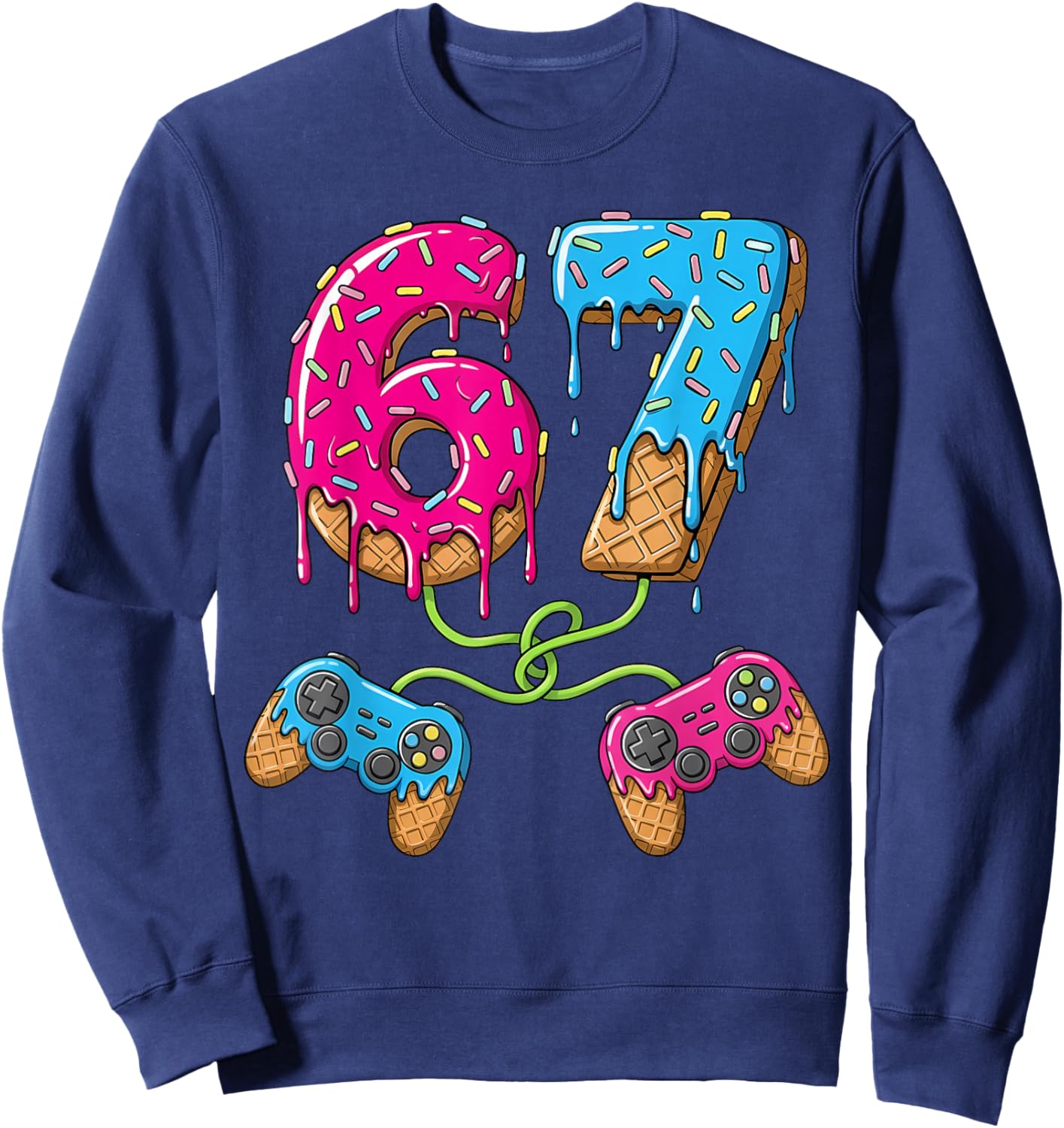67 Ice Cream Drip Meme Gamer Six Seven Gen Alpha Slang Sweatshirt - Sweatshirt | Navy
