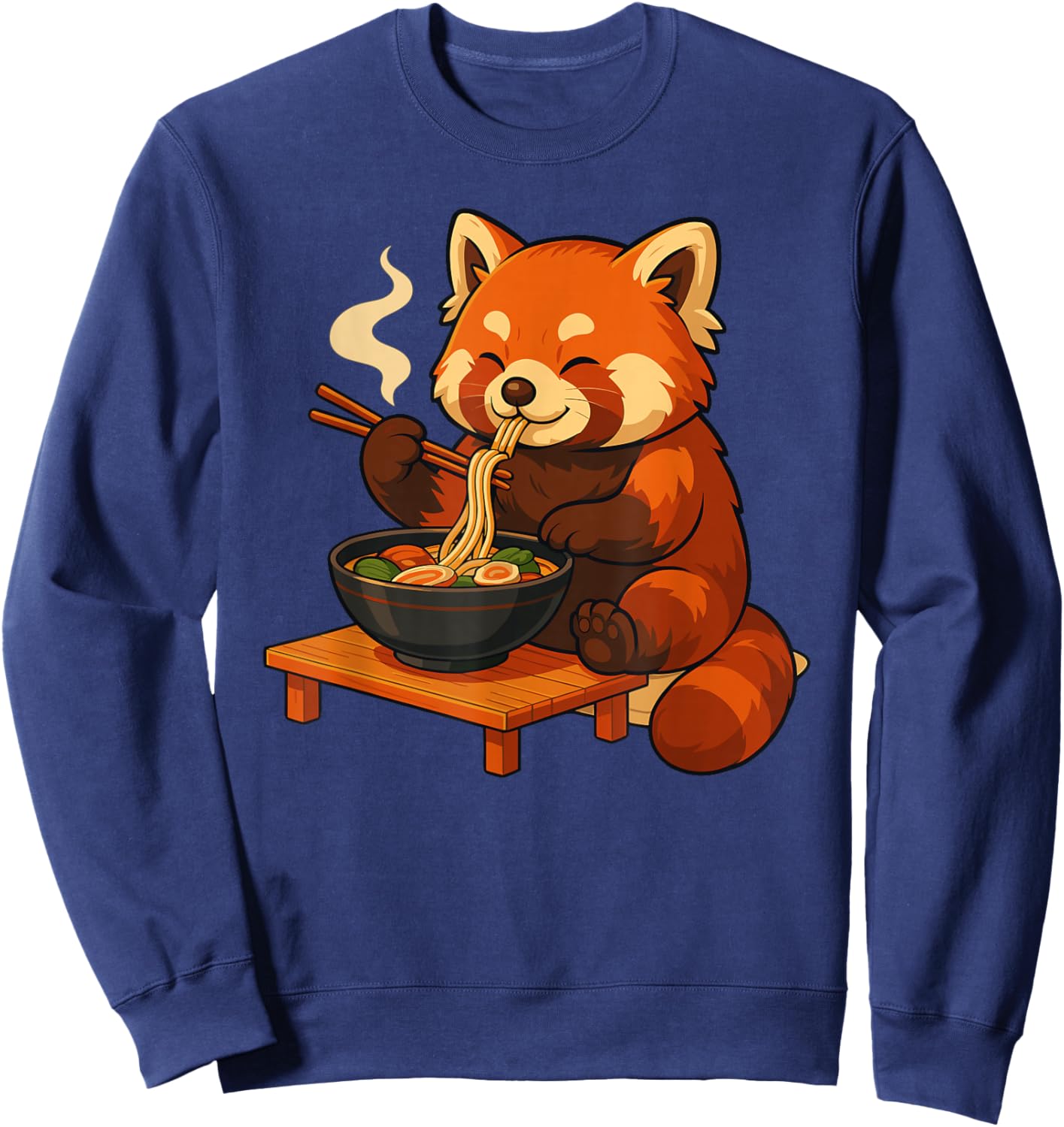 Roter Panda Mit Nudeln Ramen Kawaii Roter Panda Sweatshirt - Sweatshirt | Navy