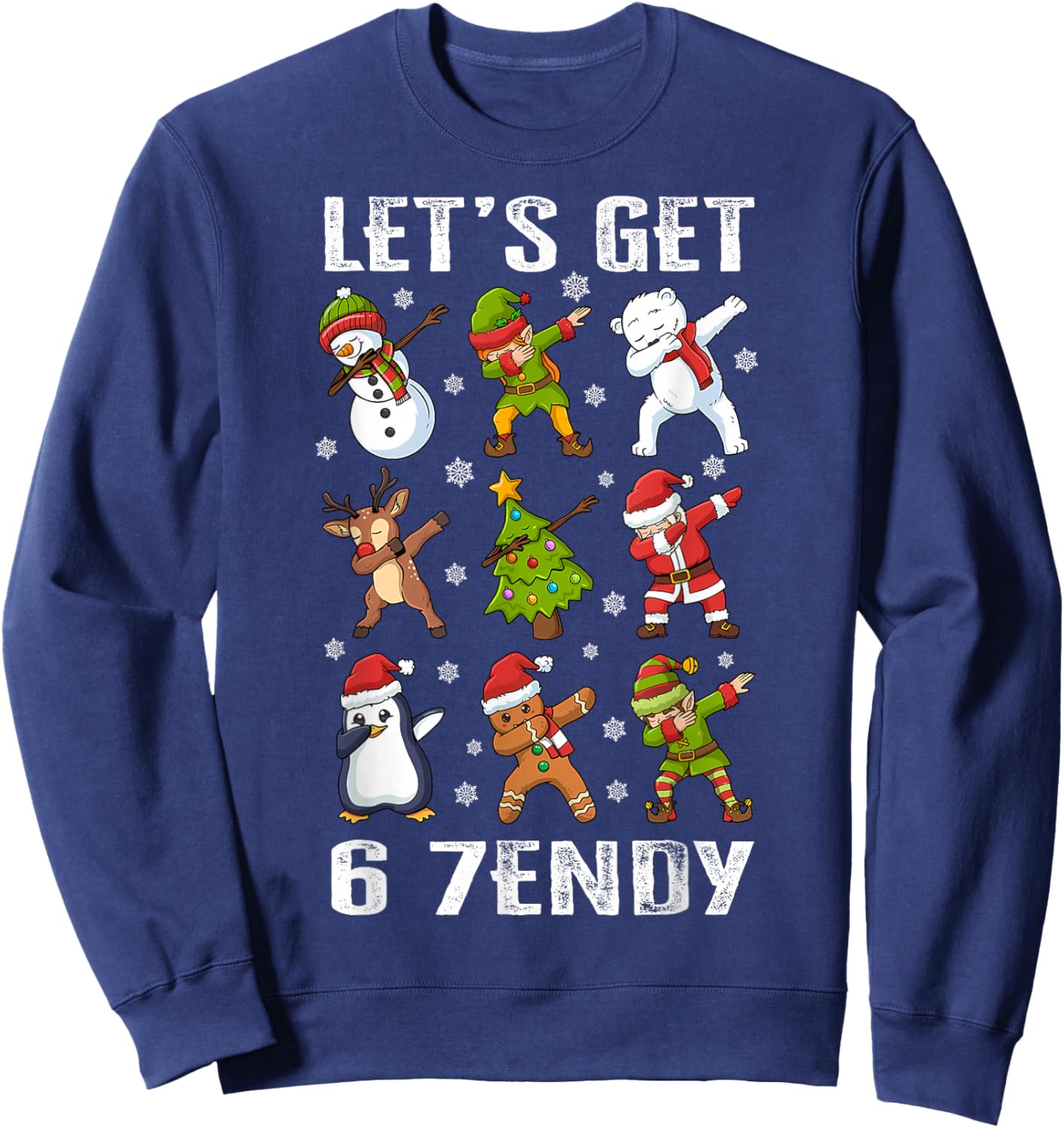 Let's Get 6 7endy Six Seven 67 Christmas Dabbing Santa Dab Sweatshirt - Sweatshirt | Navy
