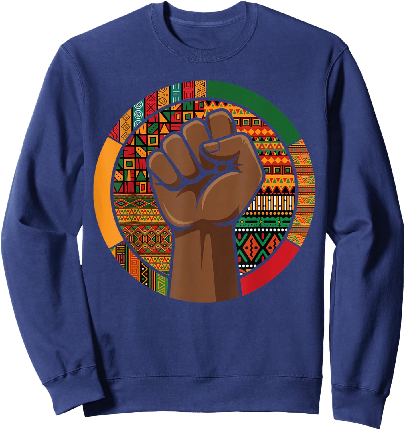 Melanin Fist Black History Month Afro American African Pride Sweatshirt - Sweatshirt | Navy