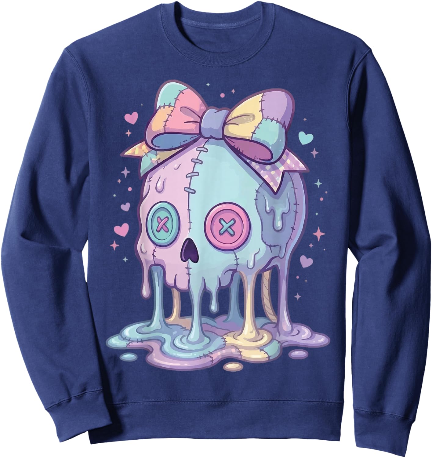 Melting Skull Pastel Goth Cute Aesthetic Sweatshirt - Sweatshirt | Navy