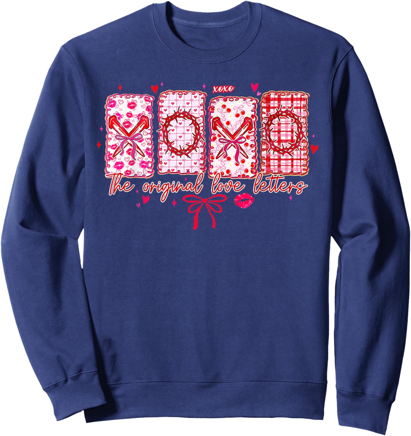 XOXO The Original Love Letters Valentine Jesus Bible Verse Sweatshirt - Sweatshirt | Navy