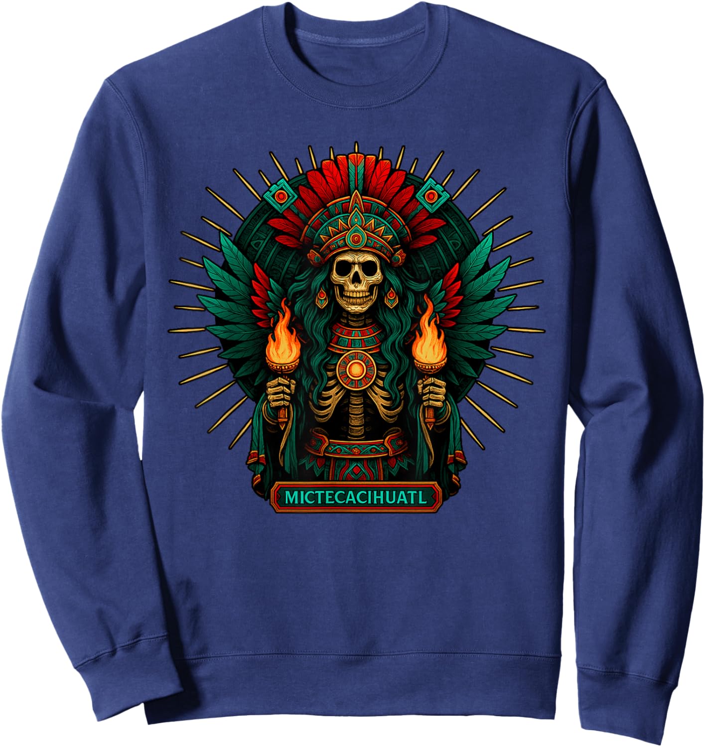 Aztec Mythology Goddess of Death Skull Mictecacihuatl Sweatshirt - Sweatshirt | Navy