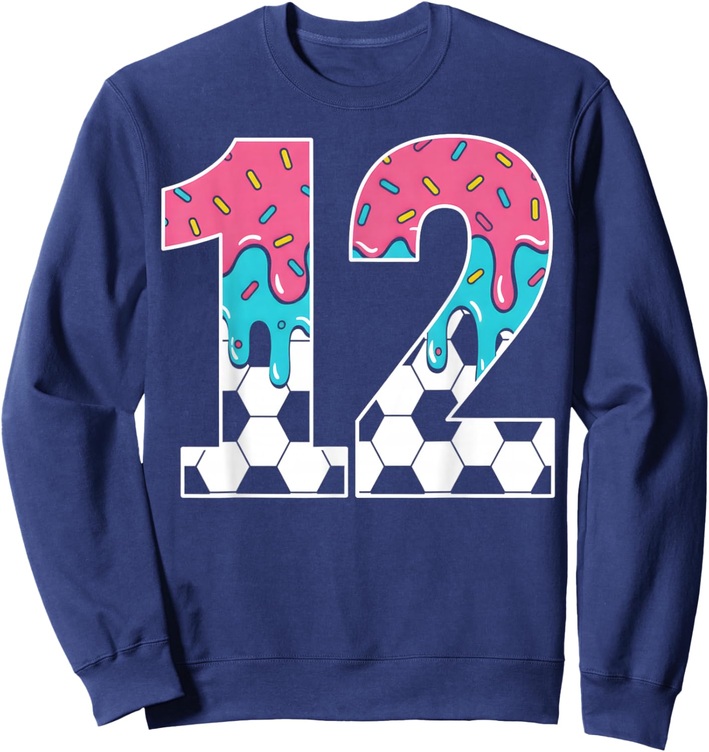Soccer 12 Year Old Ice Cream Drip Youth 12th Birthday Boy 12 Sweatshirt - Sweatshirt | Navy