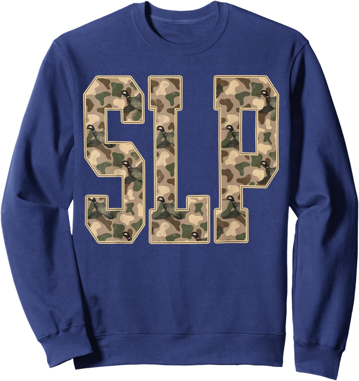 Retro Camo SLP Speech Language Pathologist Camouflage Speech Sweatshirt - Sweatshirt | Navy