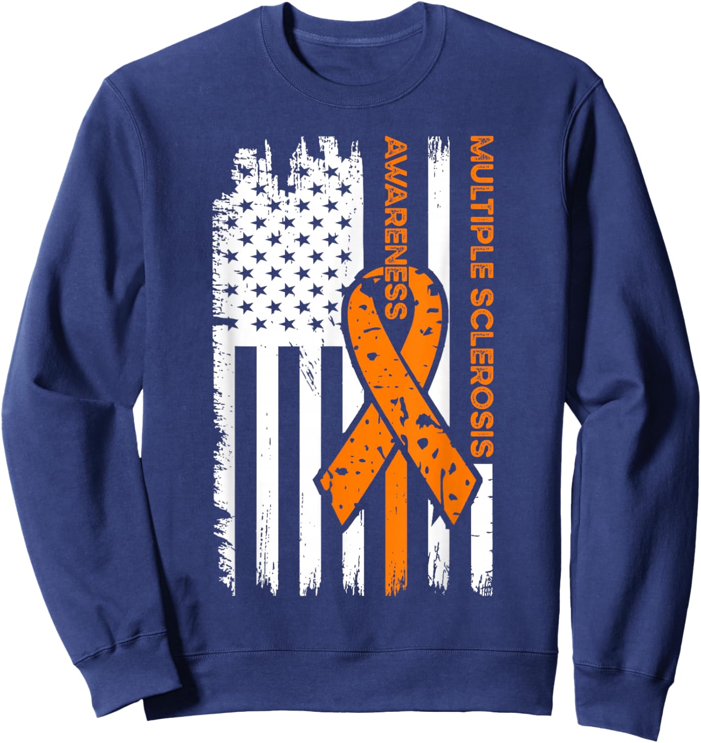 MS Multiple Sclerosis Awareness Flag Sweatshirt - Sweatshirt | Navy