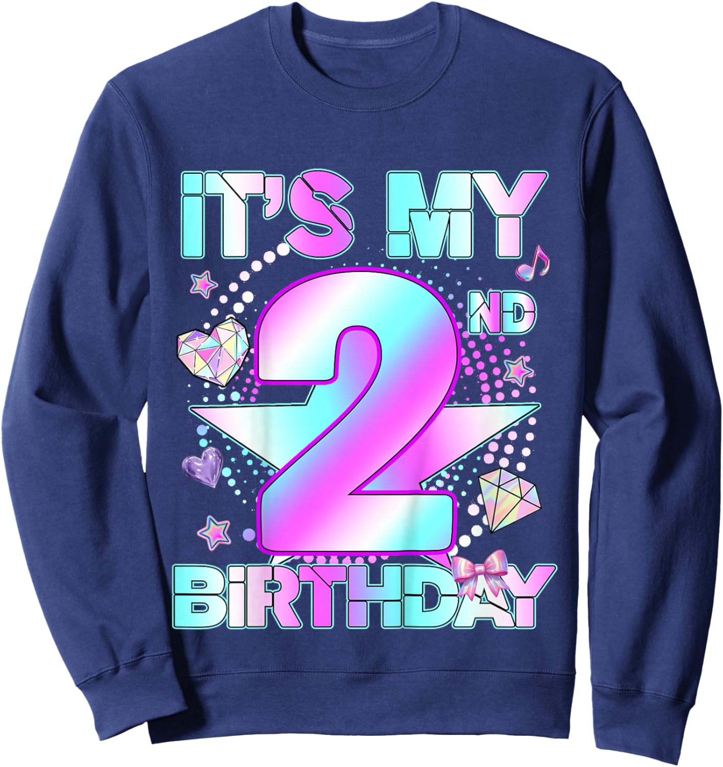 2 Years Old Birthday Kpop Kids Toddler 2nd Birthday Girl Sweatshirt - Sweatshirt | Navy