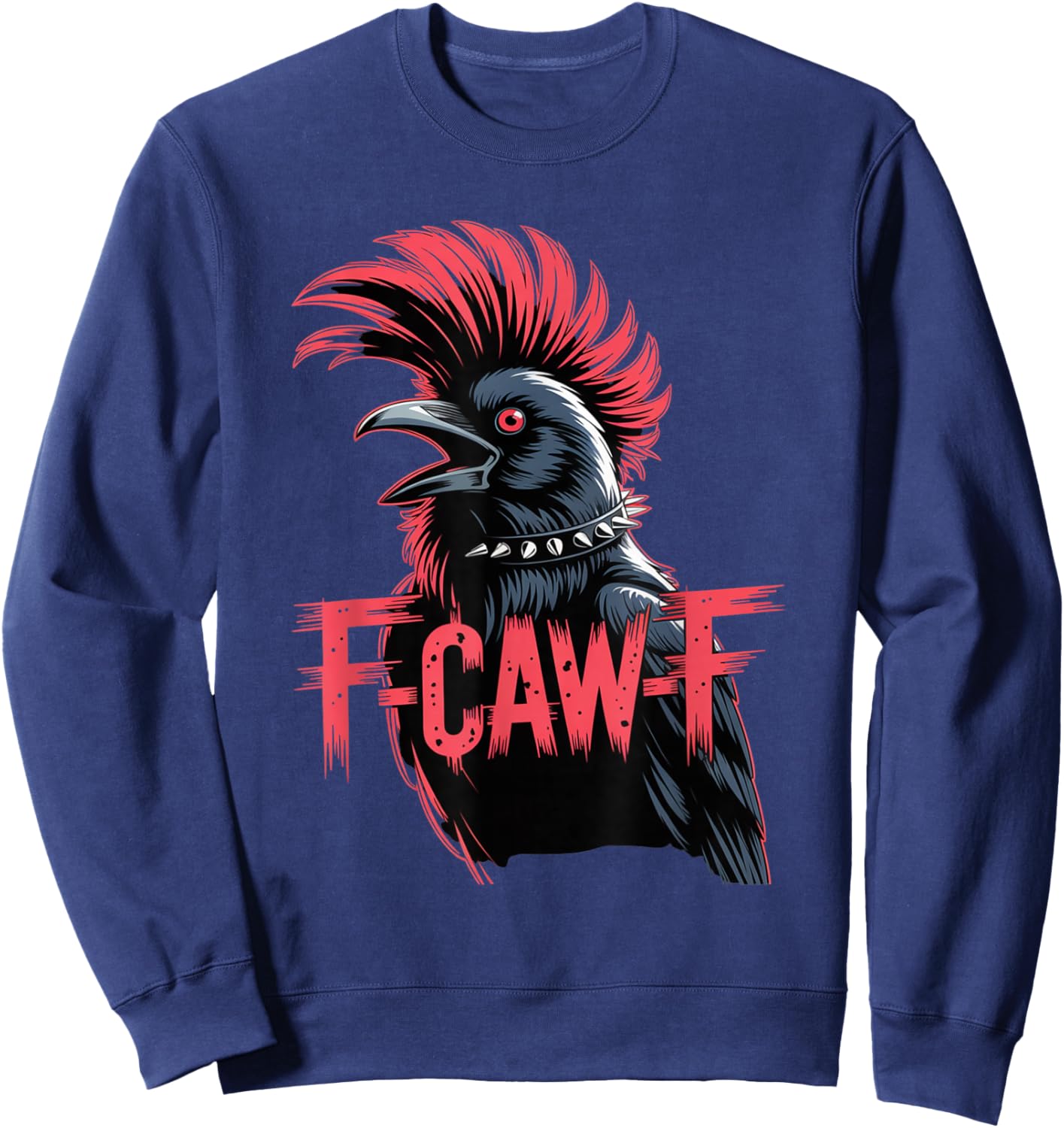 F-Caw-F Crow Funny Gothic Moon Black Bird Halloween Sweatshirt - Sweatshirt | Navy