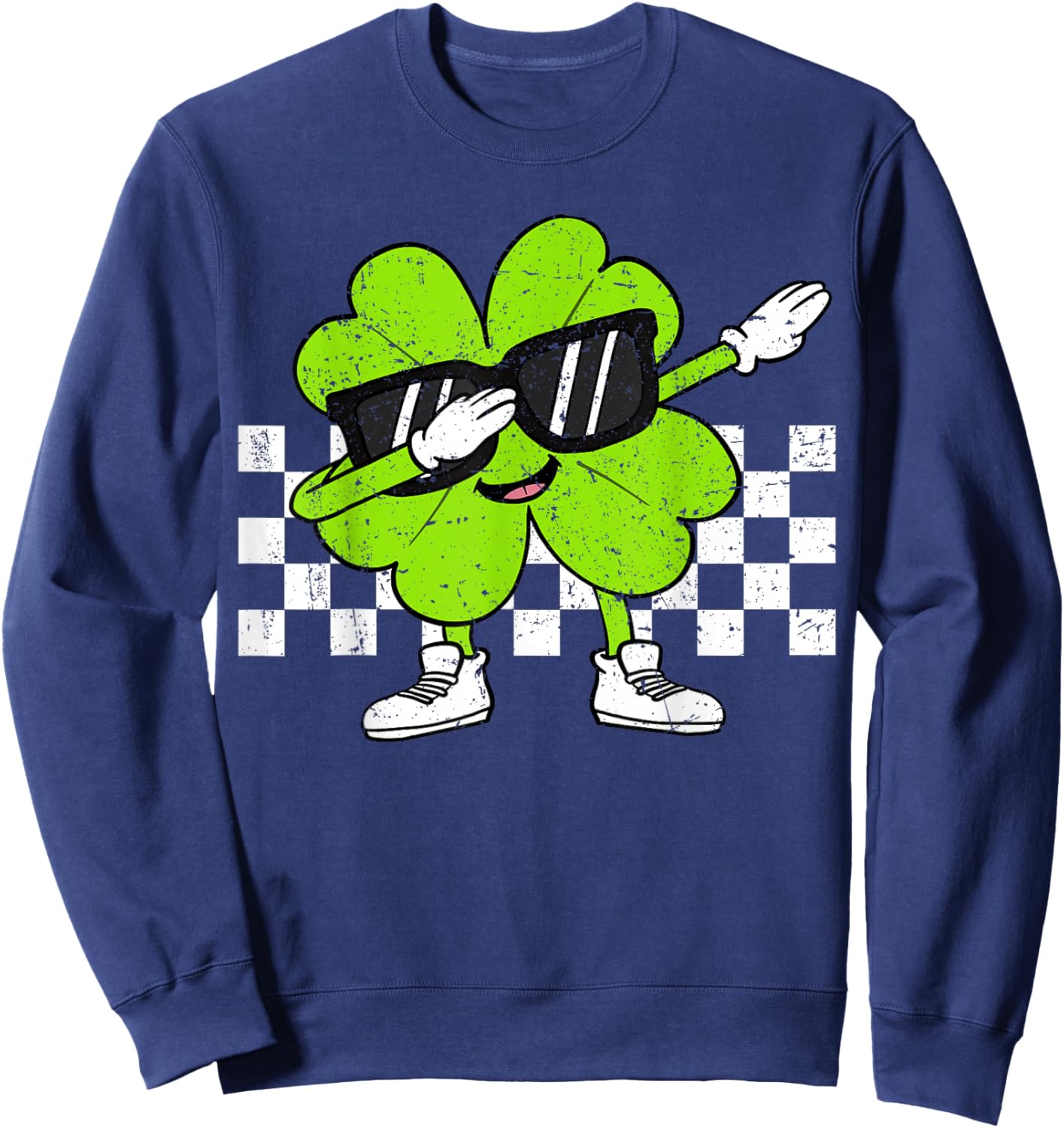 Boys St Patricks Day Toddler Lucky Dabbing Shamrock Clover Sweatshirt - Sweatshirt | Navy