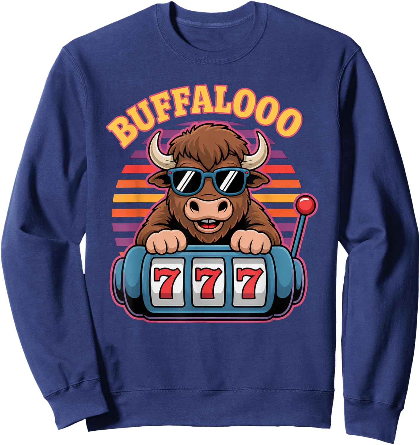 Buffalo Casino Slot Machine Jackpot Gamblers Vegas Poker Sweatshirt - Sweatshirt | Navy