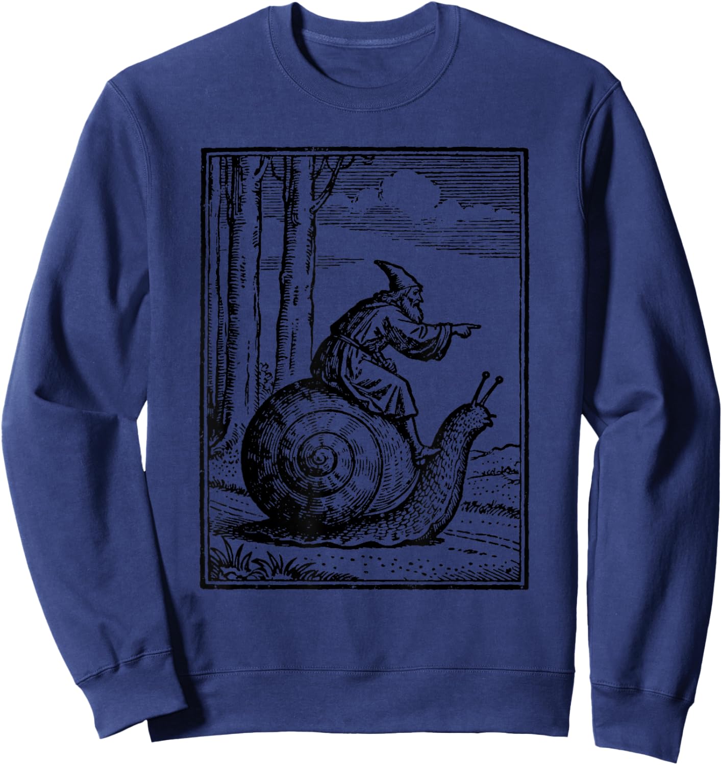 Retro Medieval Wizard Snail Rider Sweatshirt - Sweatshirt | Navy