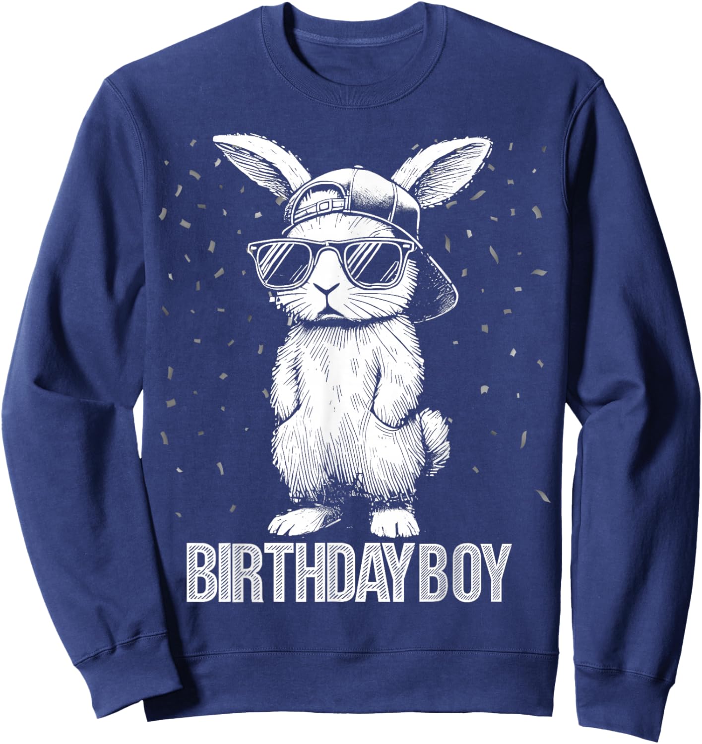 Cool Bunny with Sunglasses Birthday Boy for Boys Men Kids Sweatshirt - Sweatshirt | Navy