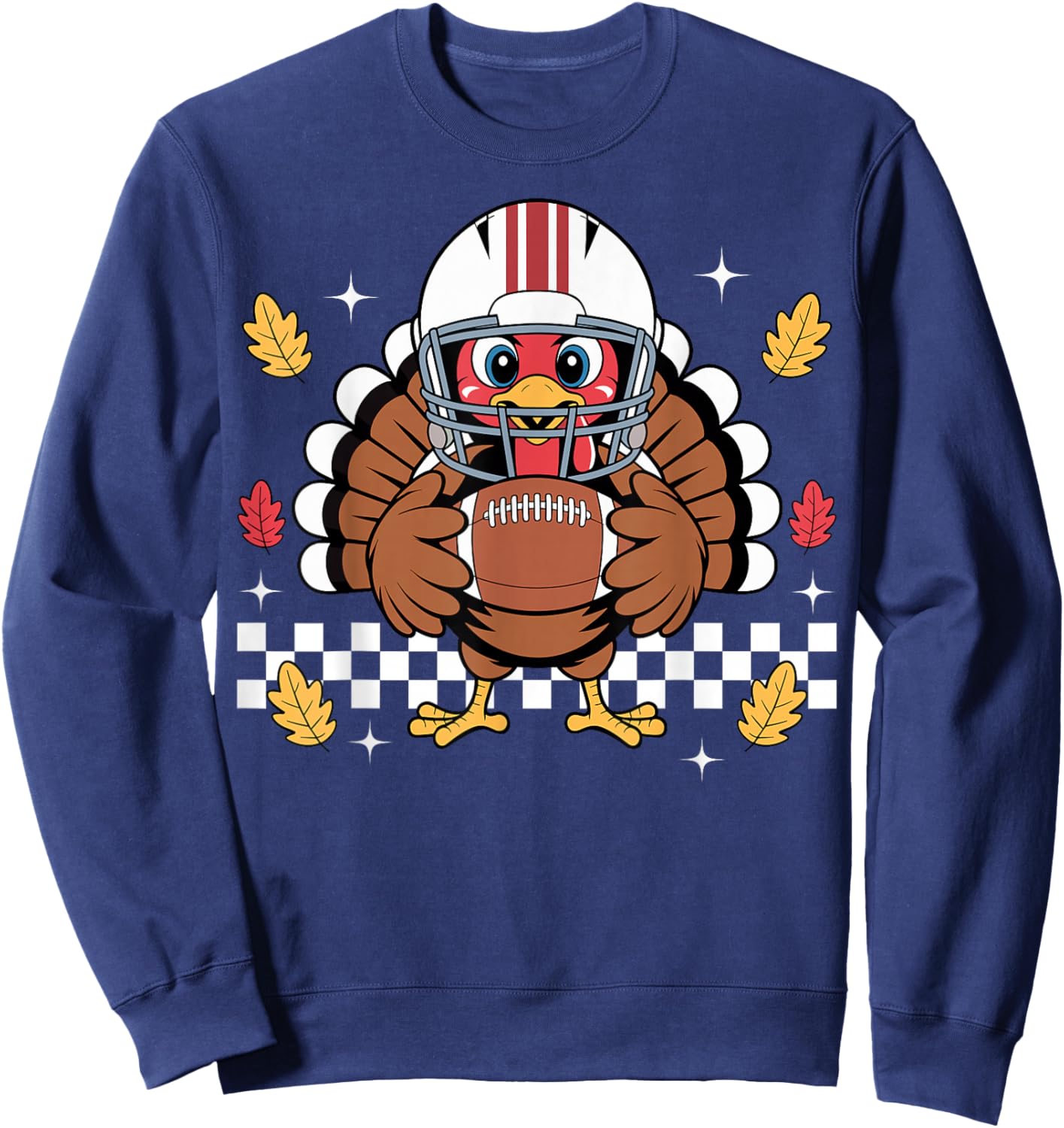 Retro Thanksgiving Turkey Football Toddler Boys Kids Sweatshirt - Sweatshirt | Navy
