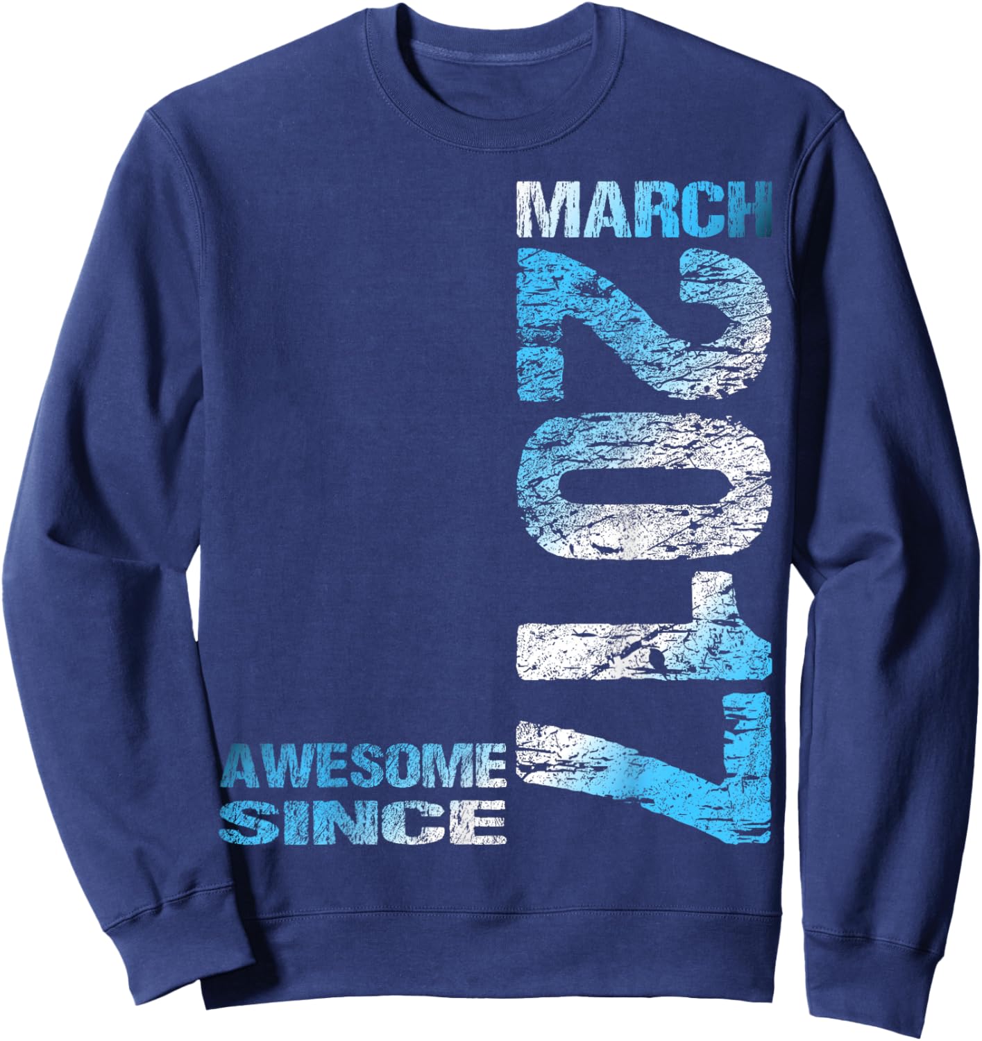 Awesome Since March 2017 9th Birthday Sweatshirt - Sweatshirt | Navy
