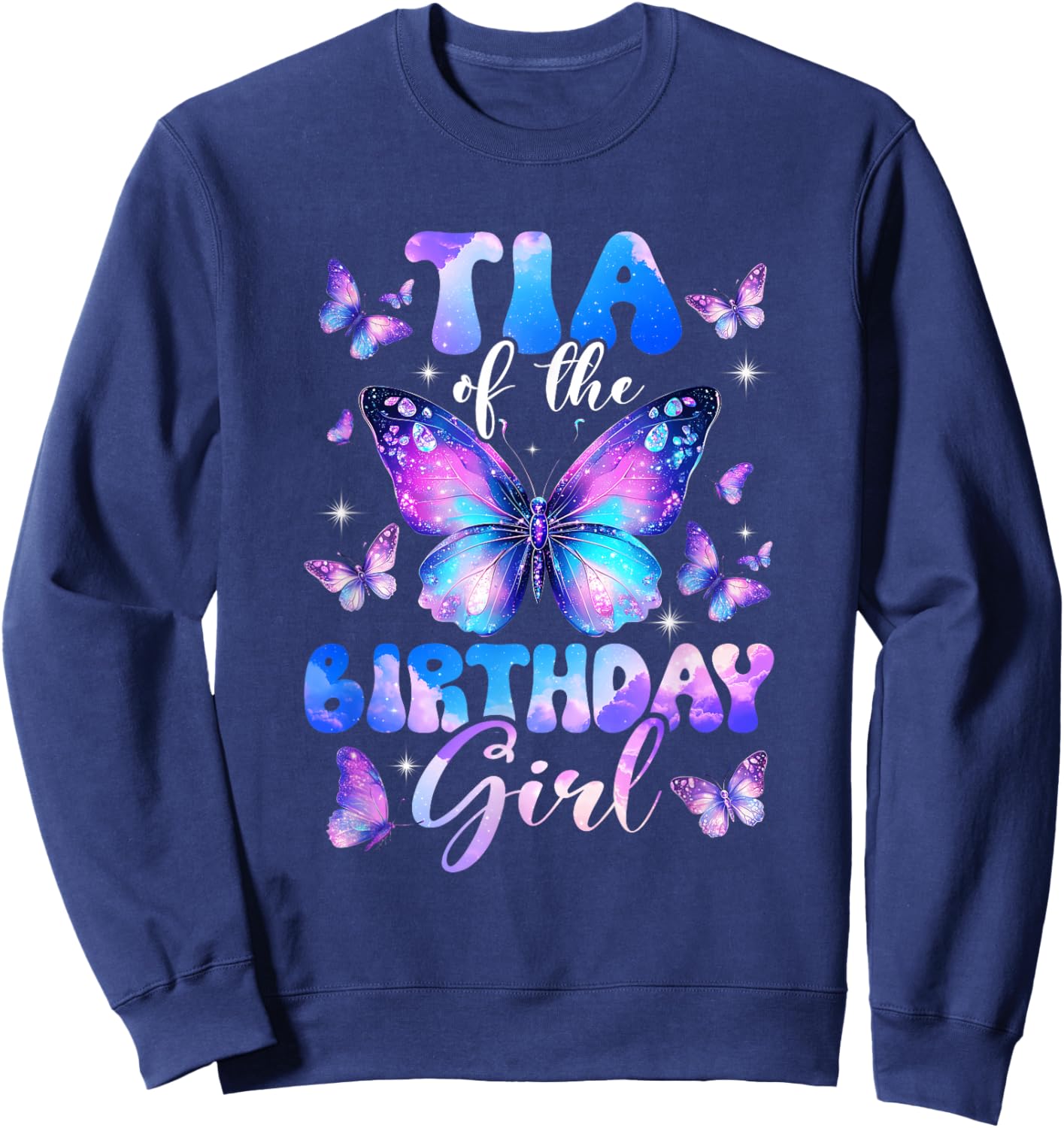 Tia of The Birthday Girl Butterfly Family Matching Sweatshirt - Sweatshirt | Navy