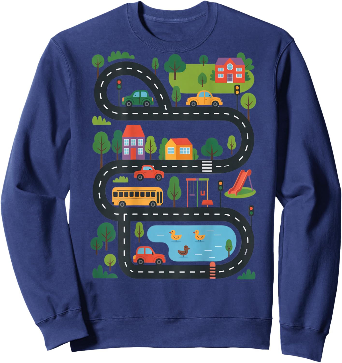 (On Back) Tired Dads Club Car Race Track On Dad Daddy Sweatshirt - Sweatshirt | Navy