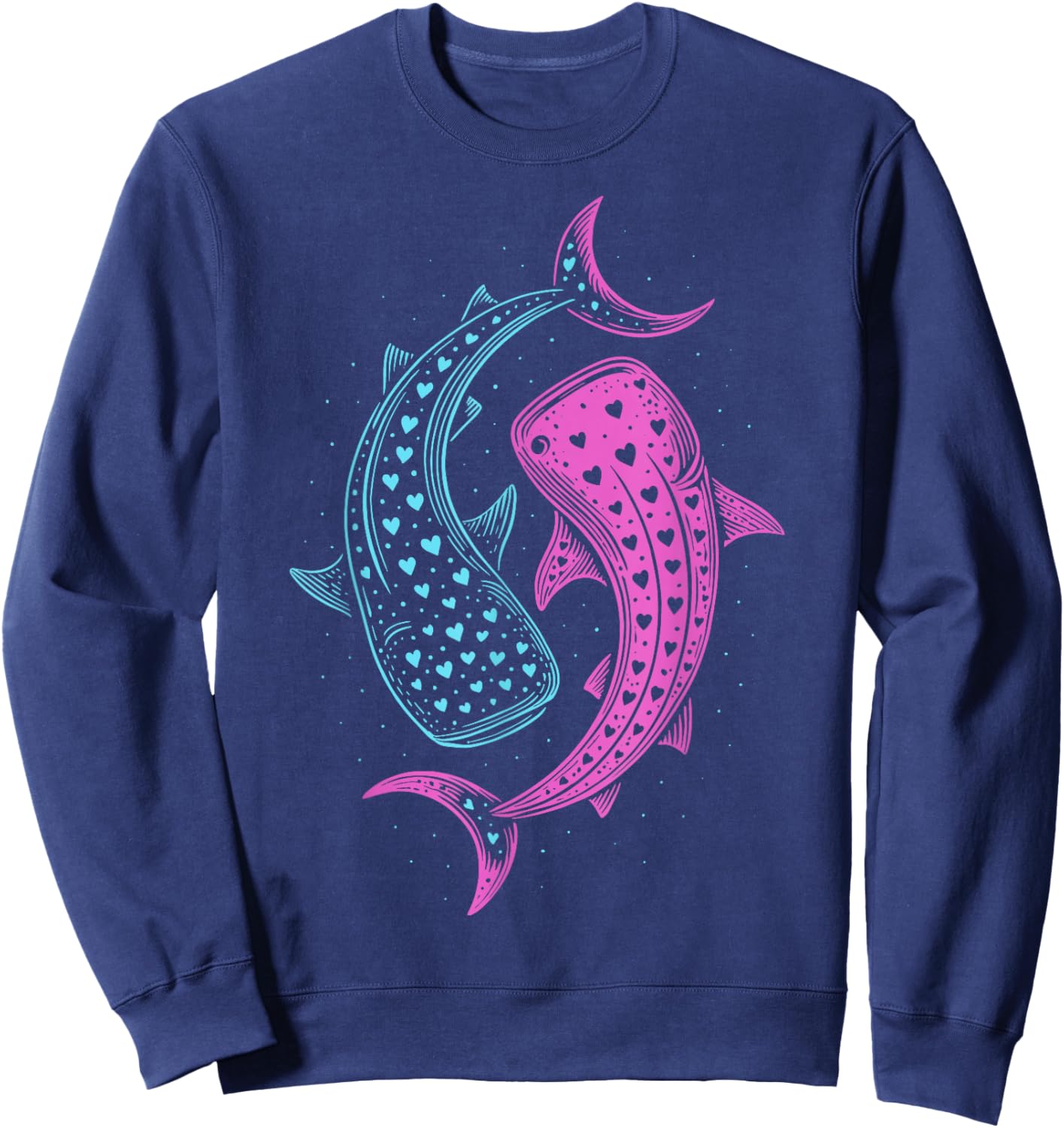 Whale Shark Yin-Yang Colorful Sweatshirt - Sweatshirt | Navy