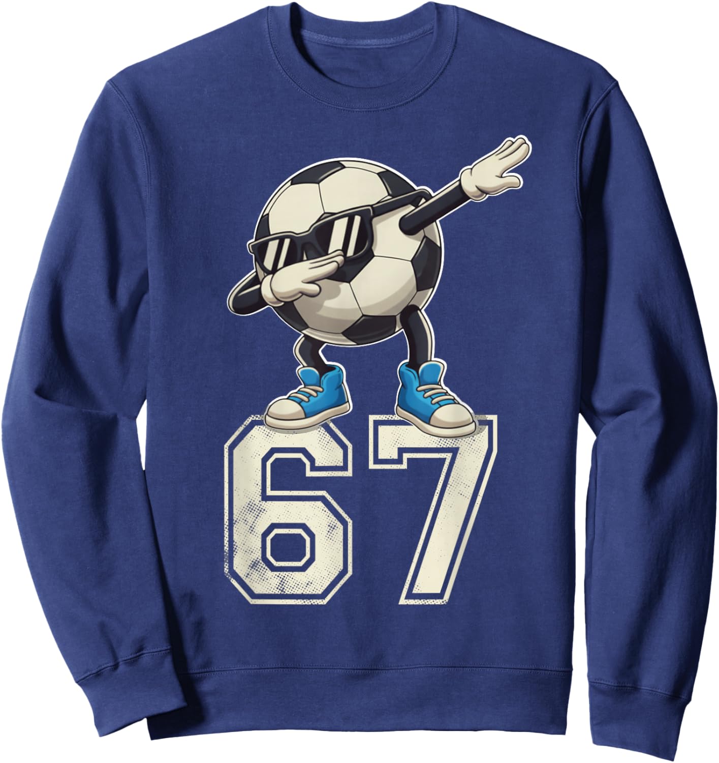 Boys Kids 67 Six Seven Sunglasses Dabbing Soccer Ball Lover Sweatshirt - Sweatshirt | Navy