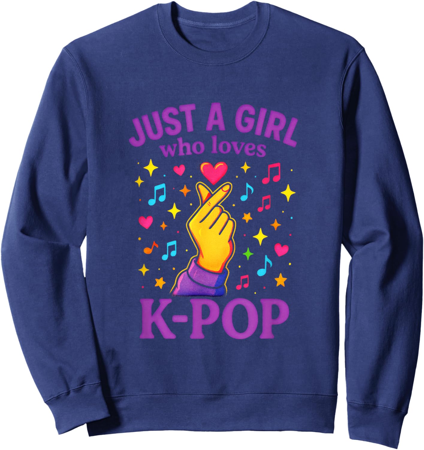 Just A Girl Who Loves K-Pop - Music Heart Stars Sweatshirt - Sweatshirt | Navy
