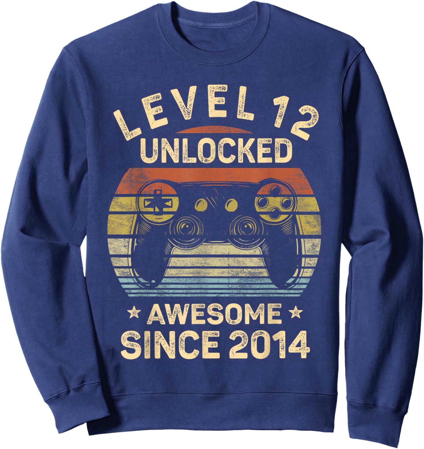 Level 12 Unlocked Awesome Since 2014 12th Birthday Gaming Sweatshirt - Sweatshirt | Navy