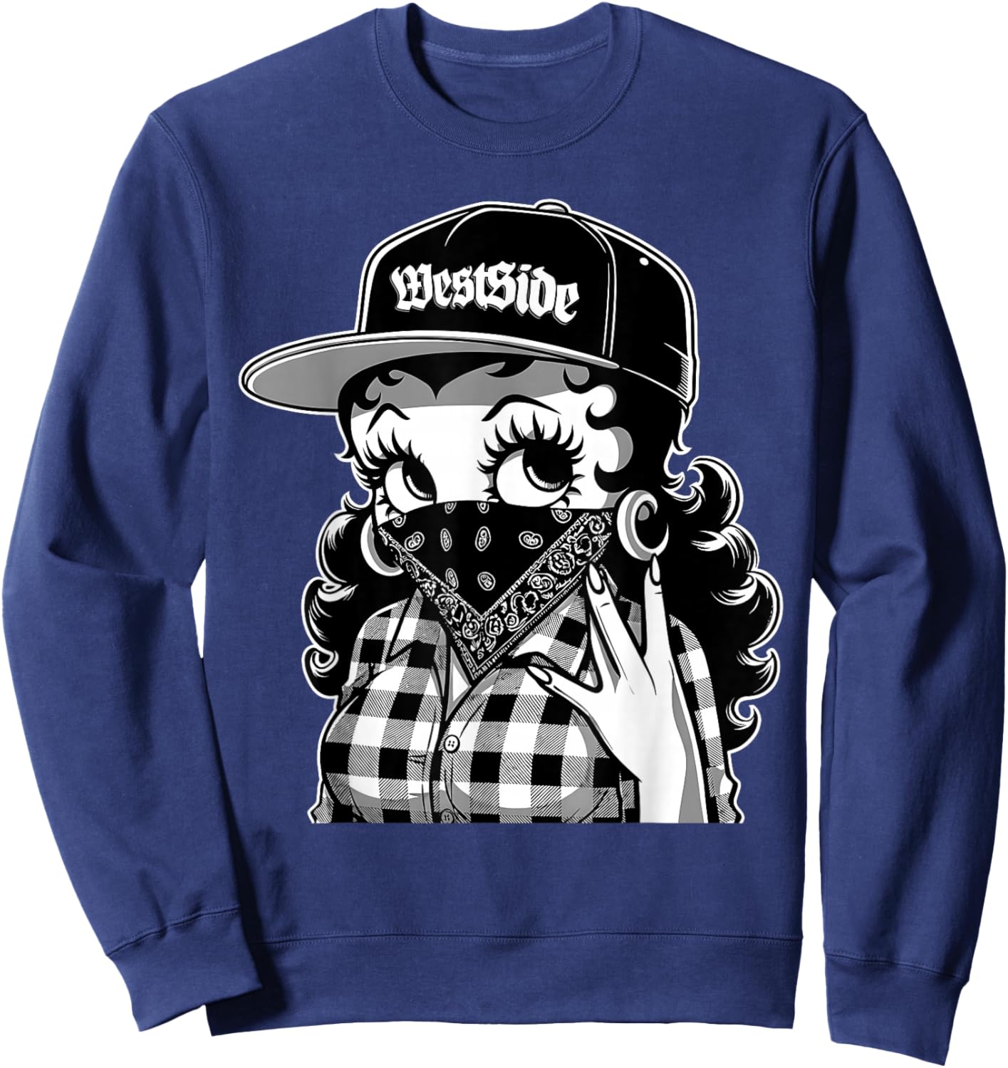 Westside Hand Sign Gang West Coast Hip Hop 90s OG Bandana Sweatshirt - Sweatshirt | Navy