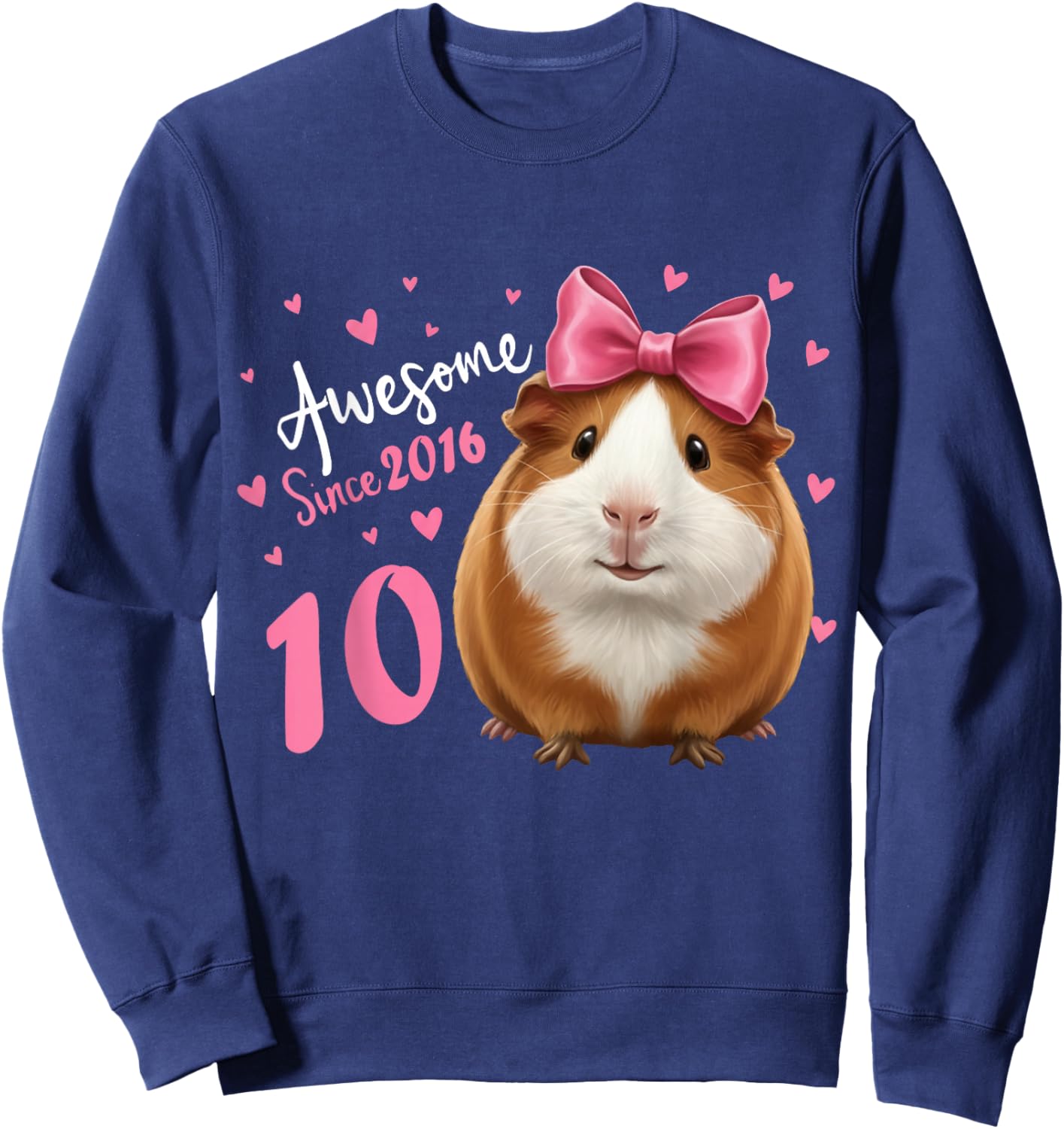 Girls 10 Years Old Guinea Pig Birthday for Girls 10th Bday Sweatshirt - Sweatshirt | Navy